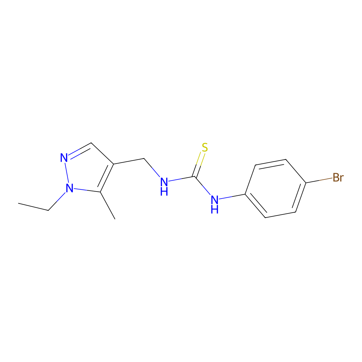 1-(4-bromophenyl)-3-[(1-ethyl-5-methyl-1H-pyrazol-4-yl)methyl]thiourea molecular structure, CAS 1006148-15-7