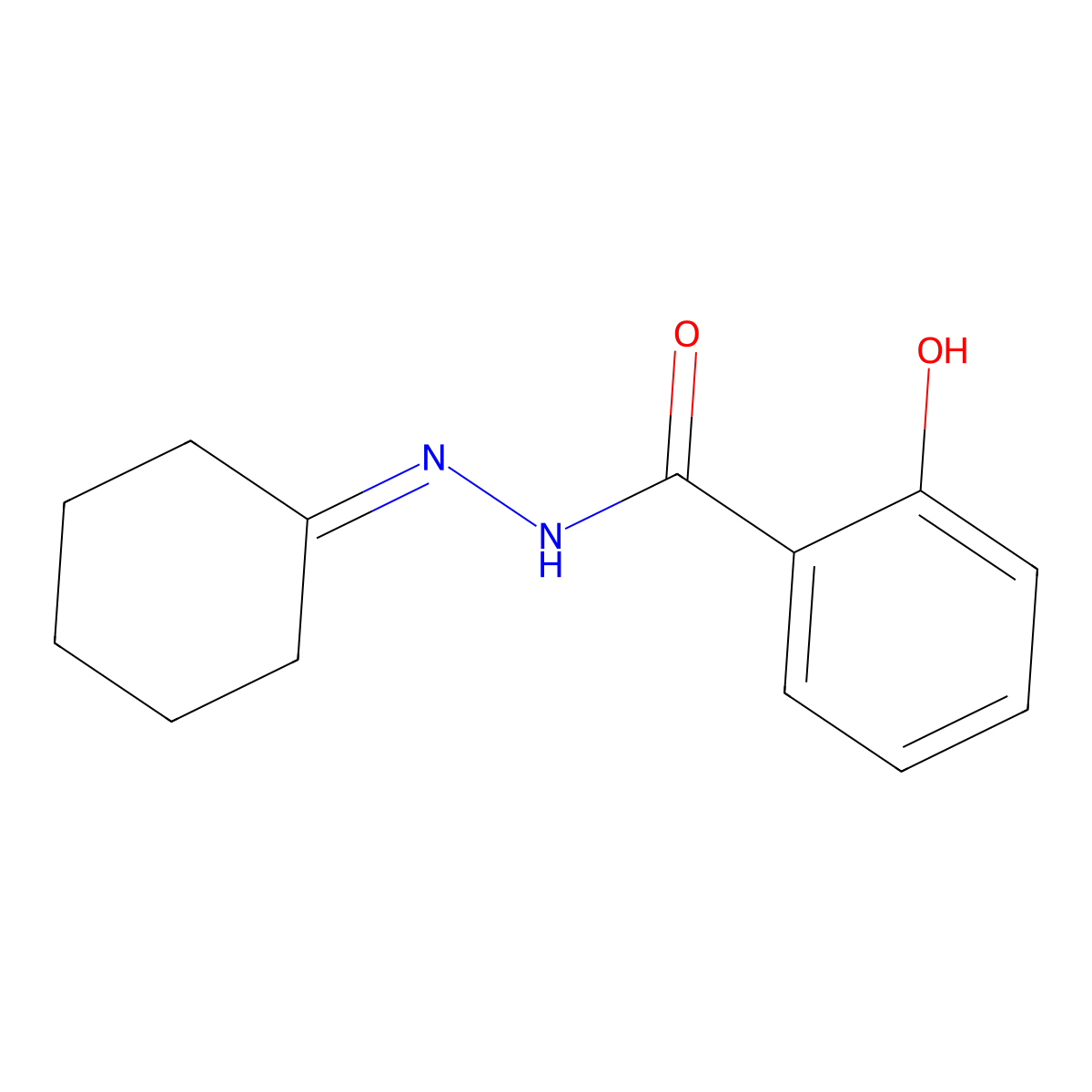 N'-cyclohexylidene-2-hydroxybenzohydrazide molecular structure, CAS 100615-79-0