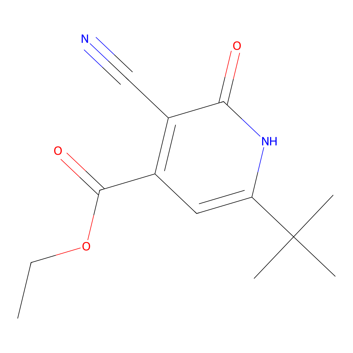 Ethyl 6-(tert-butyl)-3-cyano-2-hydroxyisonicotinate molecular structure, CAS 100616-09-9