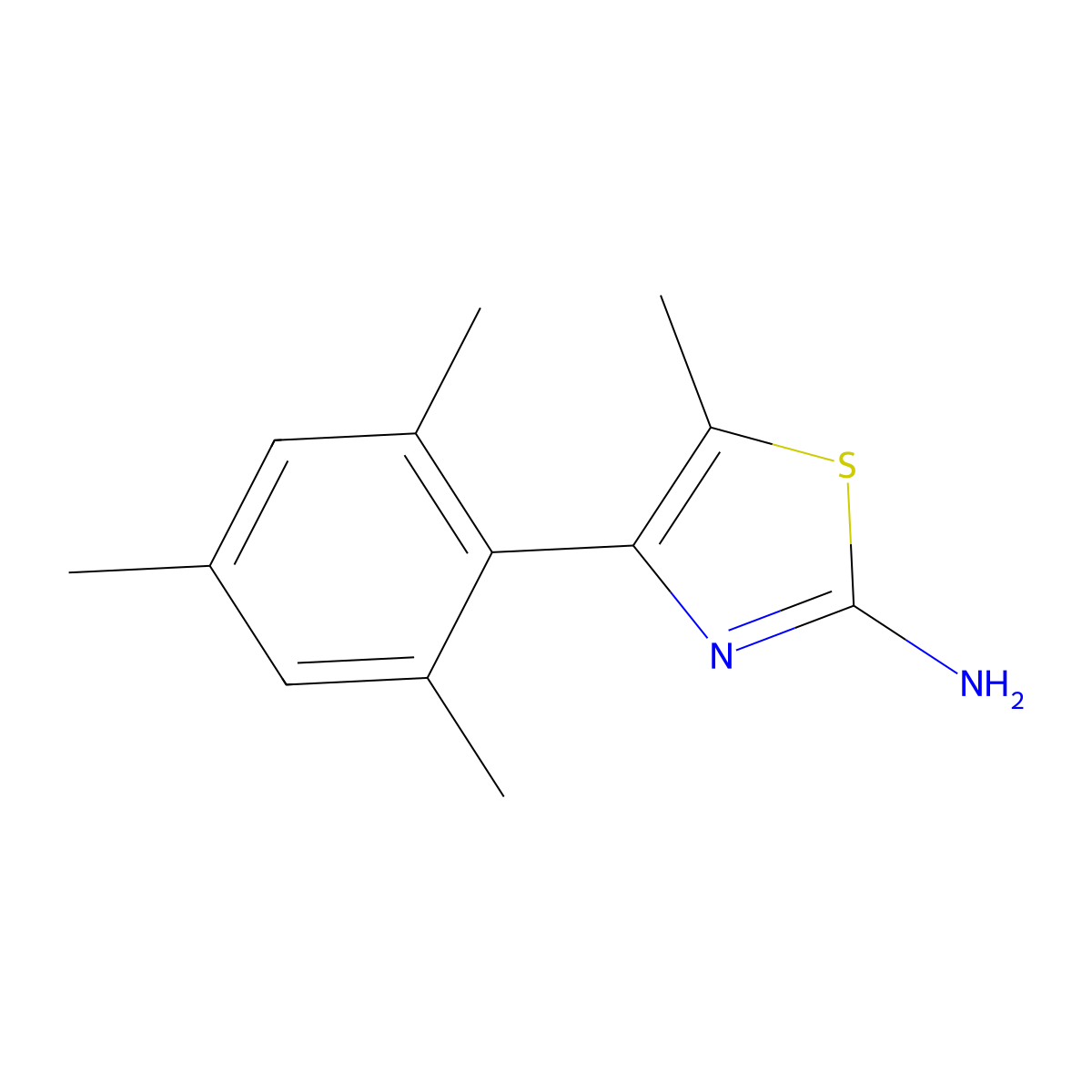 4-Mesityl-5-methylthiazol-2-amine molecular structure, CAS 100616-84-0