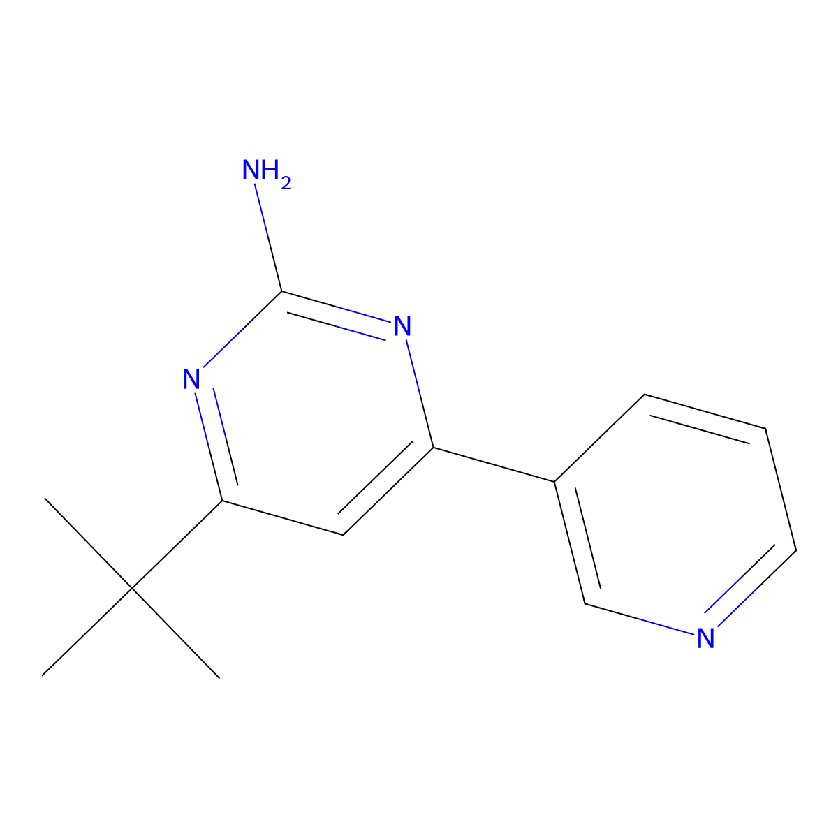 2-Amino-4-(pyridin-3-yl)-6-(tert-butyl)pyrimidine molecular structure, CAS 100616-88-4