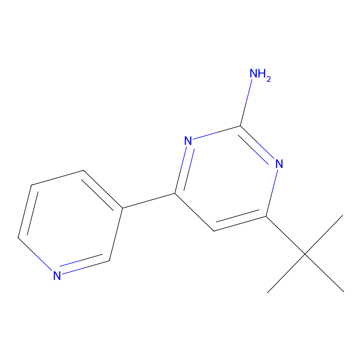 2-Amino-4-(pyridin-3-yl)-6-(tert-butyl)pyrimidine molecular structure, CAS 100616-88-4