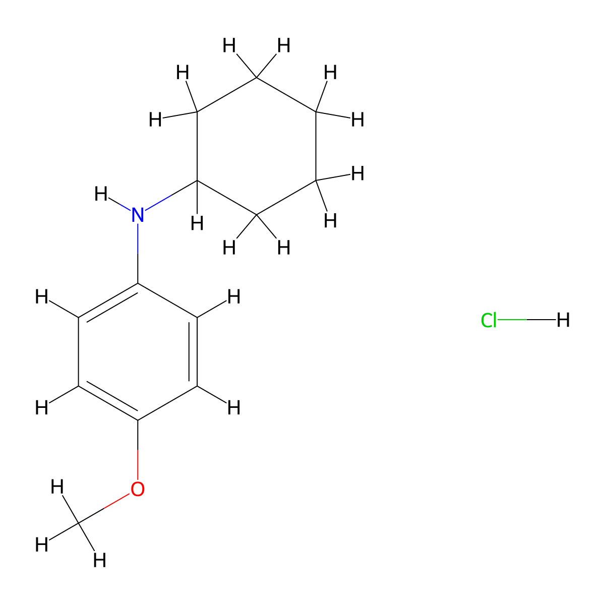 N-cyclohexyl-4-methoxyaniline hydrochloride molecular structure, CAS 100617-39-8