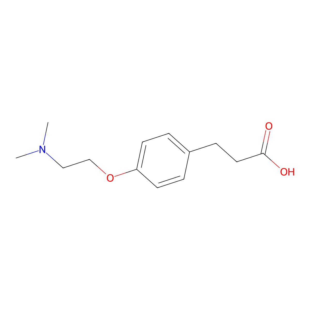 3-{4-[2-(Dimethylamino)ethoxy]phenyl}propanoic acid molecular structure, CAS 100619-09-8