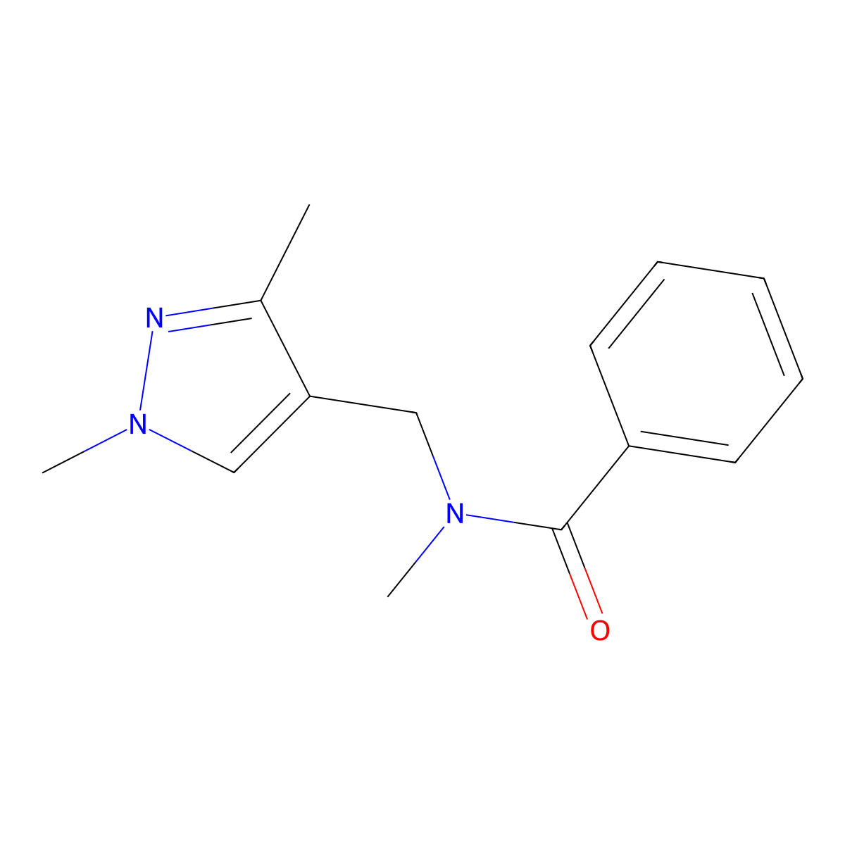 N-[(1,3-dimethylpyrazol-4-yl)methyl]-N-methylbenzamide molecular structure, CAS 1006197-60-9