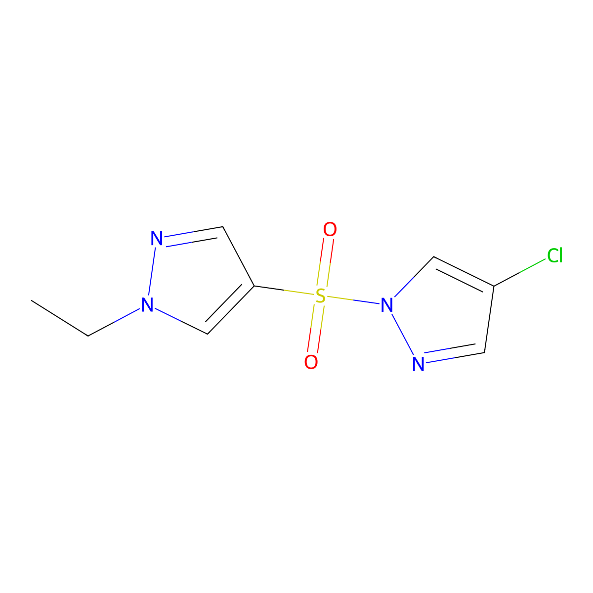 4-Chloro-1-[(1-ethylpyrazol-4-yl)sulfonyl]pyrazole molecular structure, CAS 1006202-42-1