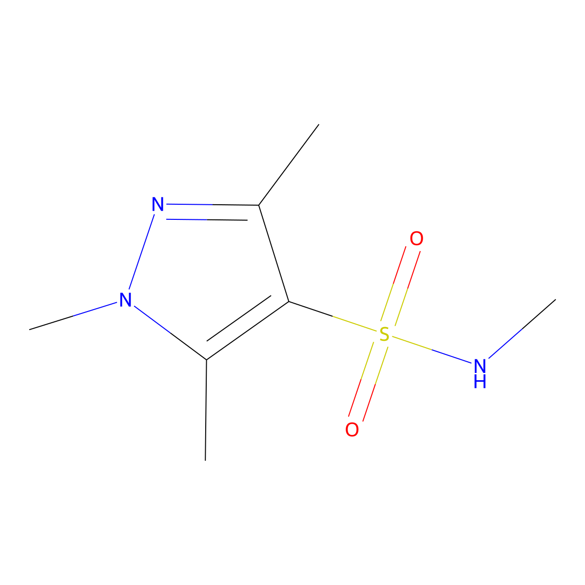 N,1,3,5-tetramethyl-1H-pyrazole-4-sulfonamide molecular structure, CAS 1006214-97-6