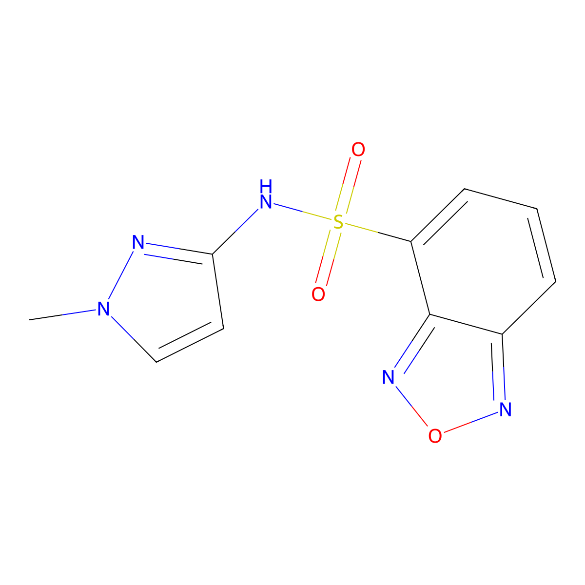 N-(1-methyl-1H-pyrazol-3-yl)-2,1,3-benzoxadiazole-4-sulfonamide molecular structure, CAS 1006222-09-8