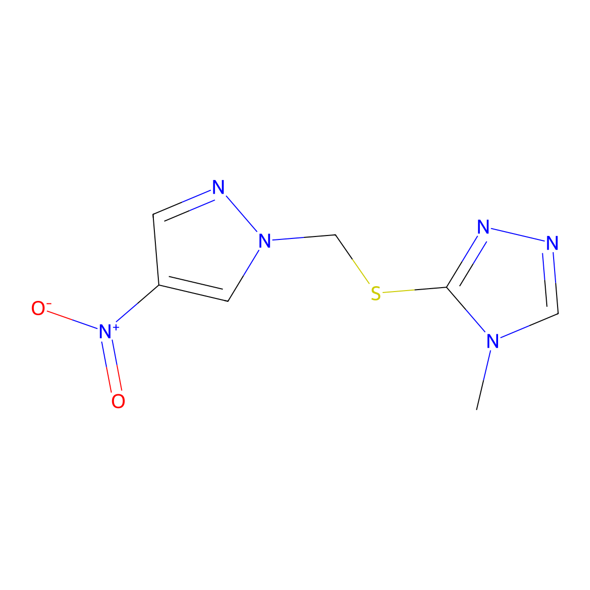 4-methyl-3-{[(4-nitro-1H-pyrazol-1-yl)methyl]sulfanyl}-4H-1,2,4-triazole molecular structure, CAS 1006233-08-4