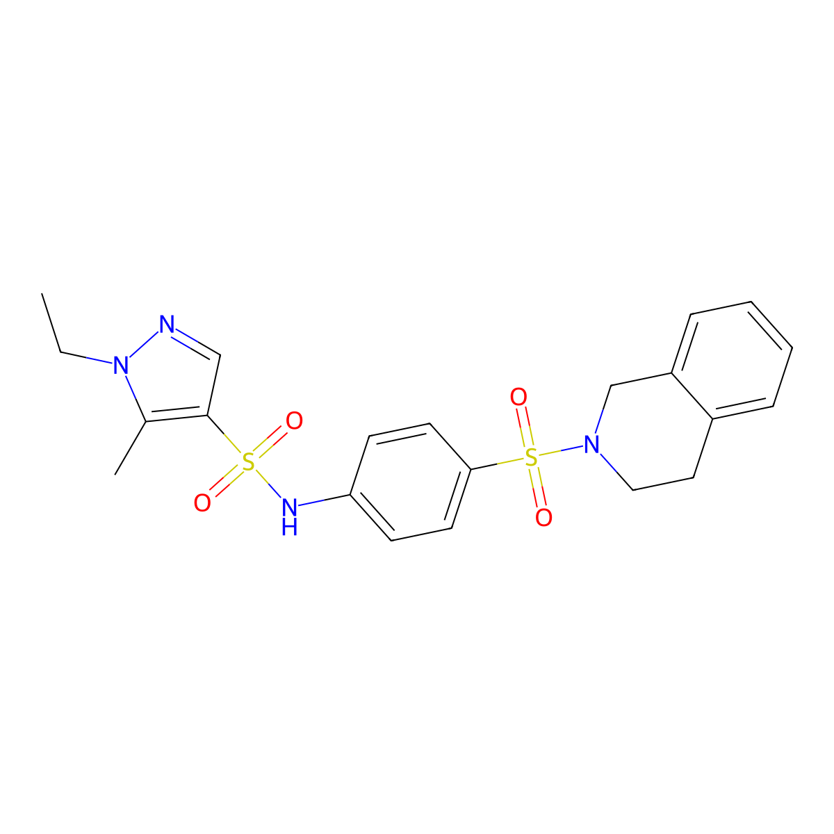 N-[4-(3,4-dihydroisoquinolin-2(1H)-ylsulfonyl)phenyl]-1-ethyl-5-methyl-1H-pyrazole-4-sulfonamide molecular structure, CAS 1006239-66-2