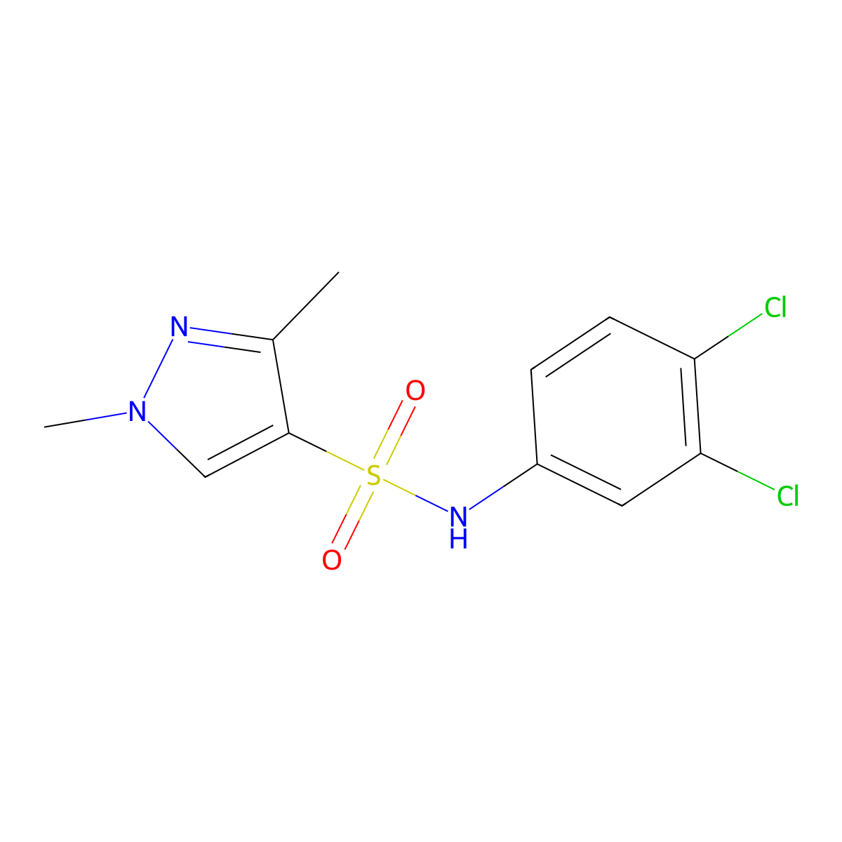 N-(3,4-dichlorophenyl)-1,3-dimethyl-1H-pyrazole-4-sulfonamide molecular structure, CAS 1006243-65-7