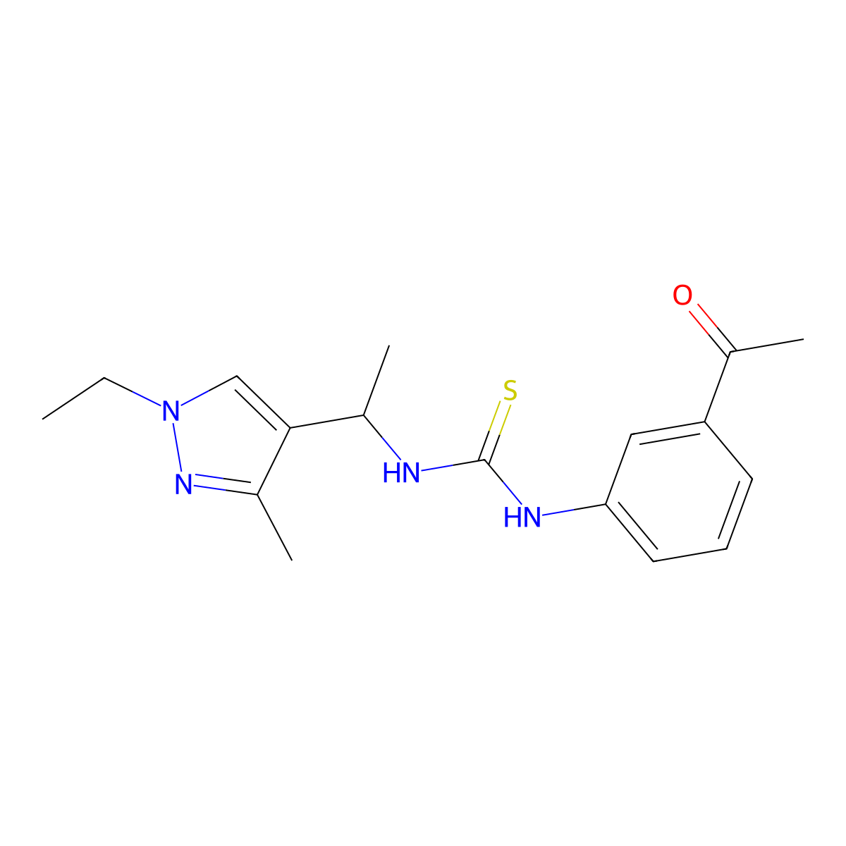 1-(3-acetylphenyl)-3-[1-(1-ethyl-3-methyl-1H-pyrazol-4-yl)ethyl]thiourea molecular structure, CAS 1006244-59-2