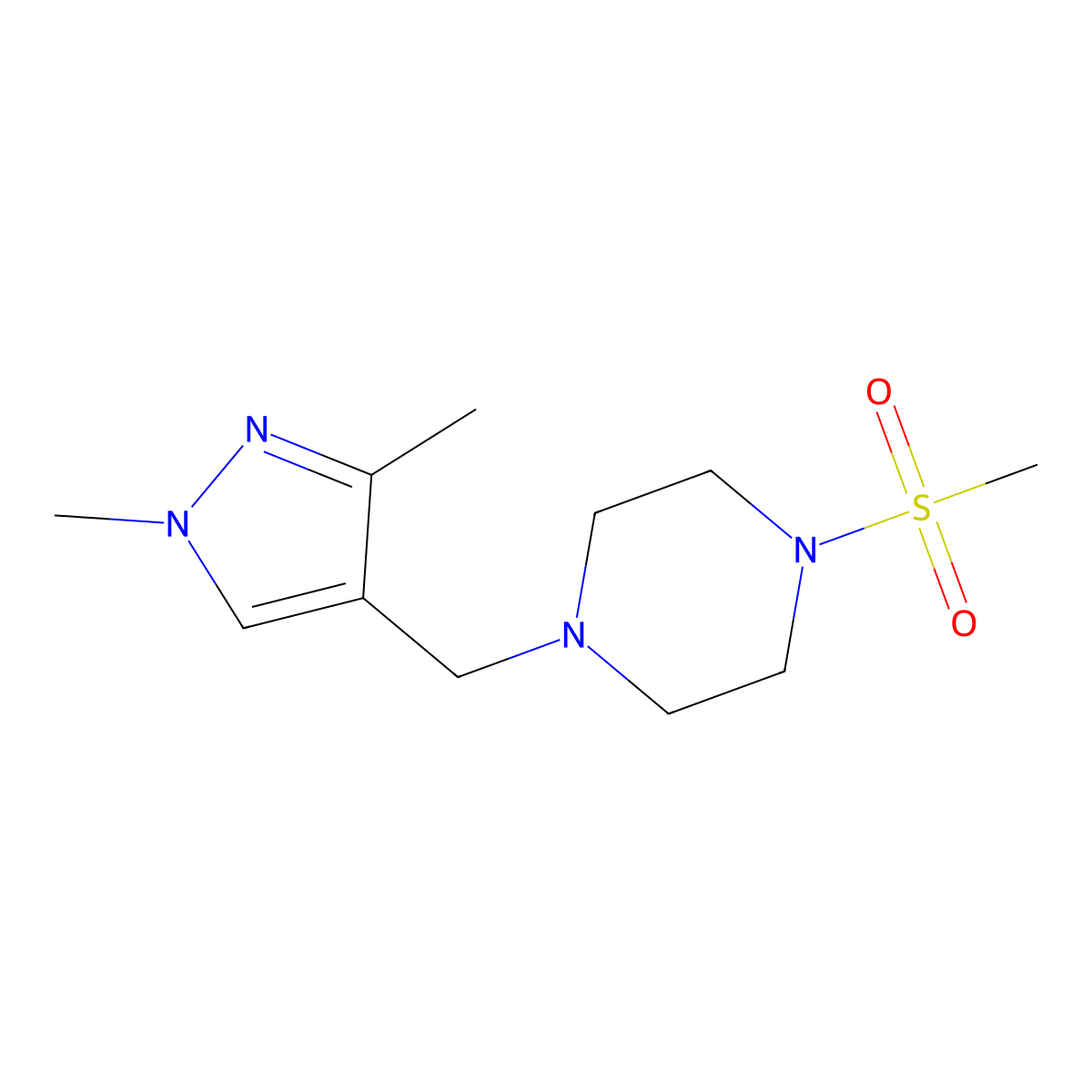 1-[(1,3-Dimethyl-1H-pyrazol-4-yl)methyl]-4-(methylsulfonyl)piperazine molecular structure, CAS 1006247-30-8