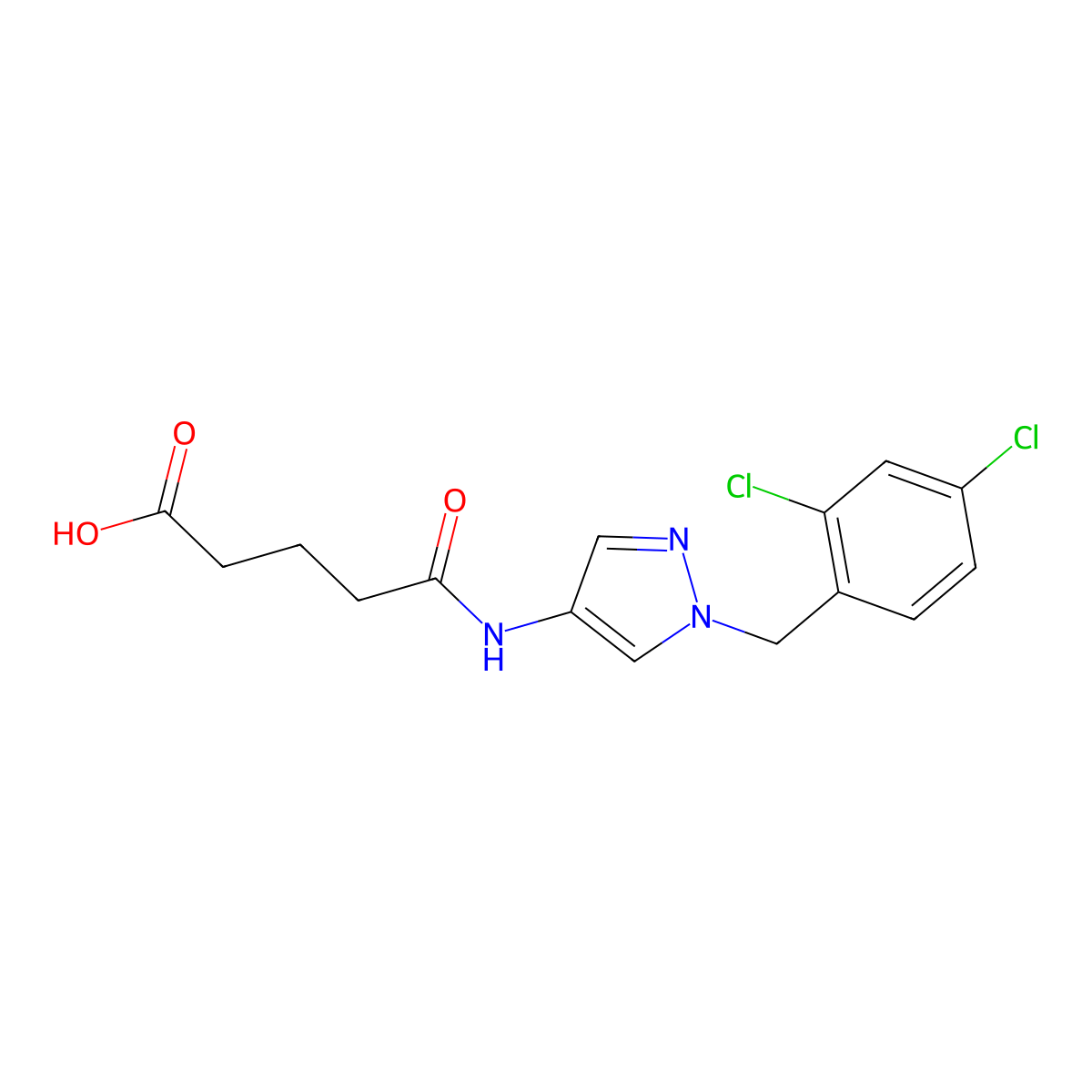 4-(N-{1-[(2,4-dichlorophenyl)methyl]pyrazol-4-yl}carbamoyl)butanoic acid molecular structure, CAS 1006249-85-9