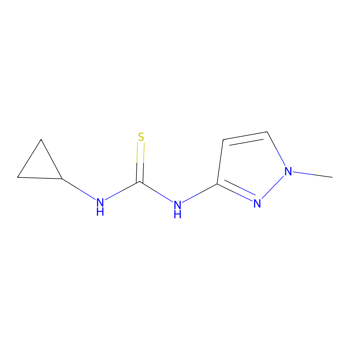 1-cyclopropyl-3-(1-methyl-1H-pyrazol-3-yl)thiourea molecular structure, CAS 1006251-12-2