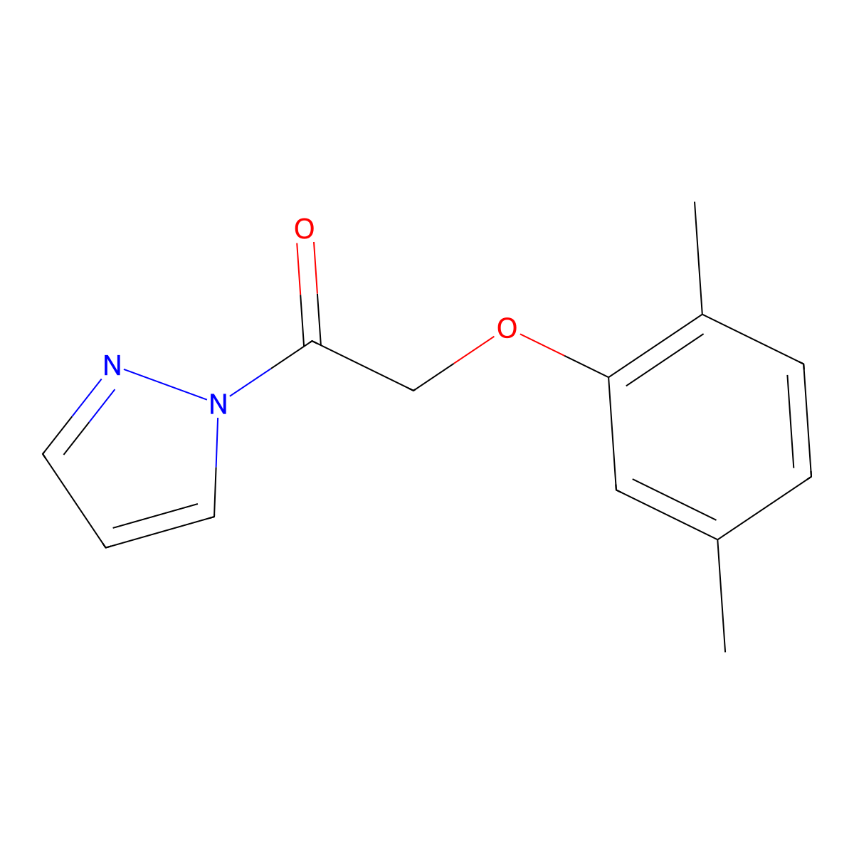 2-(2,5-Dimethylphenoxy)-1-pyrazol-1-ylethanone molecular structure, CAS 1006256-36-5