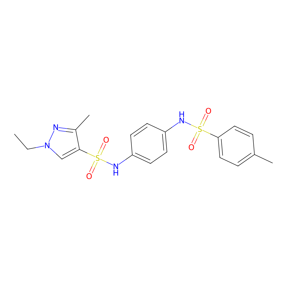 1-ethyl-3-methyl-N-(4-{[(4-methylphenyl)sulfonyl]amino}phenyl)-1H-pyrazole-4-sulfonamide molecular structure, CAS 1006257-15-3