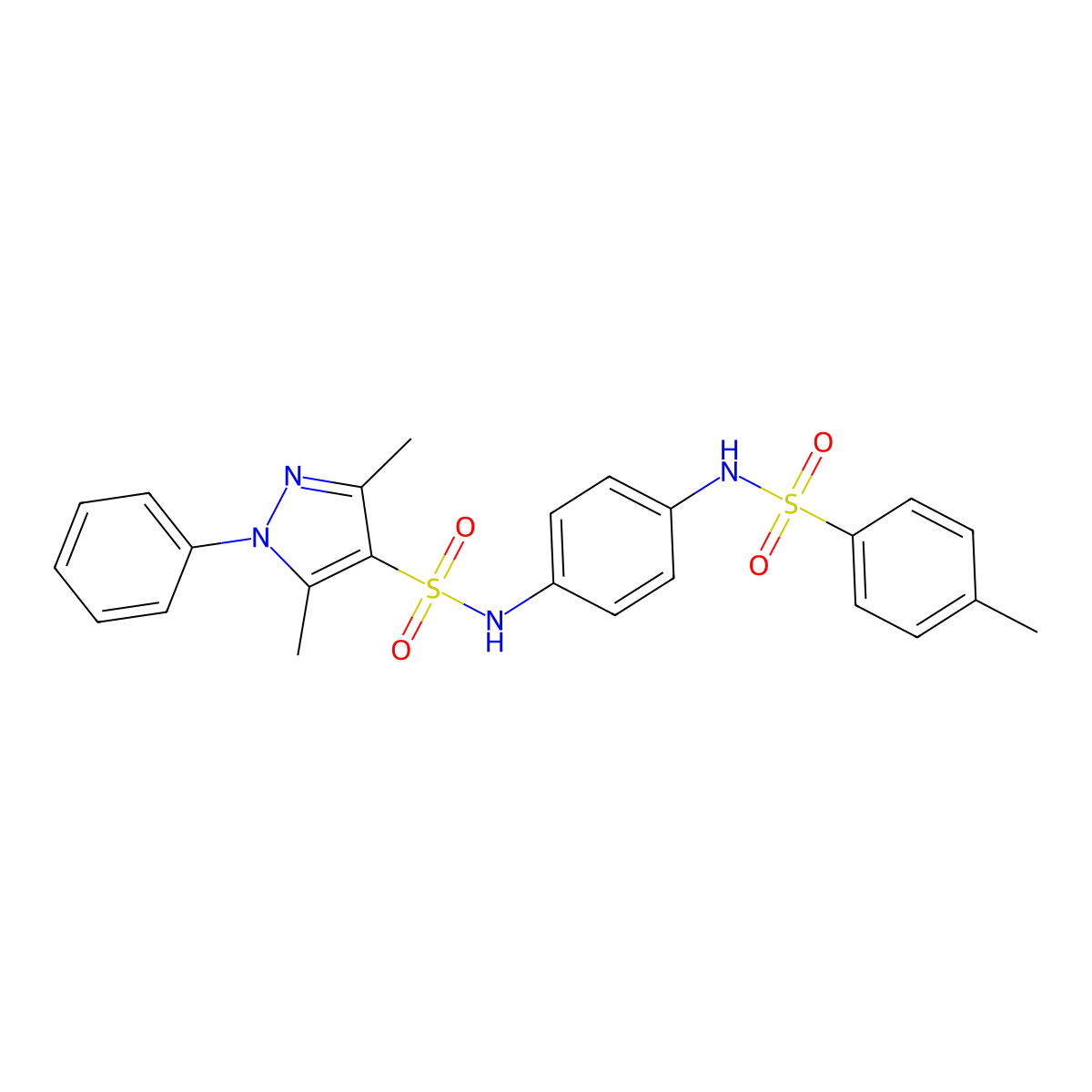 (4-{[(3,5-Dimethyl-1-phenylpyrazol-4-yl)sulfonyl]amino}phenyl)[(4-methylphenyl)sulfonyl]amine molecular structure, CAS 1006257-34-6