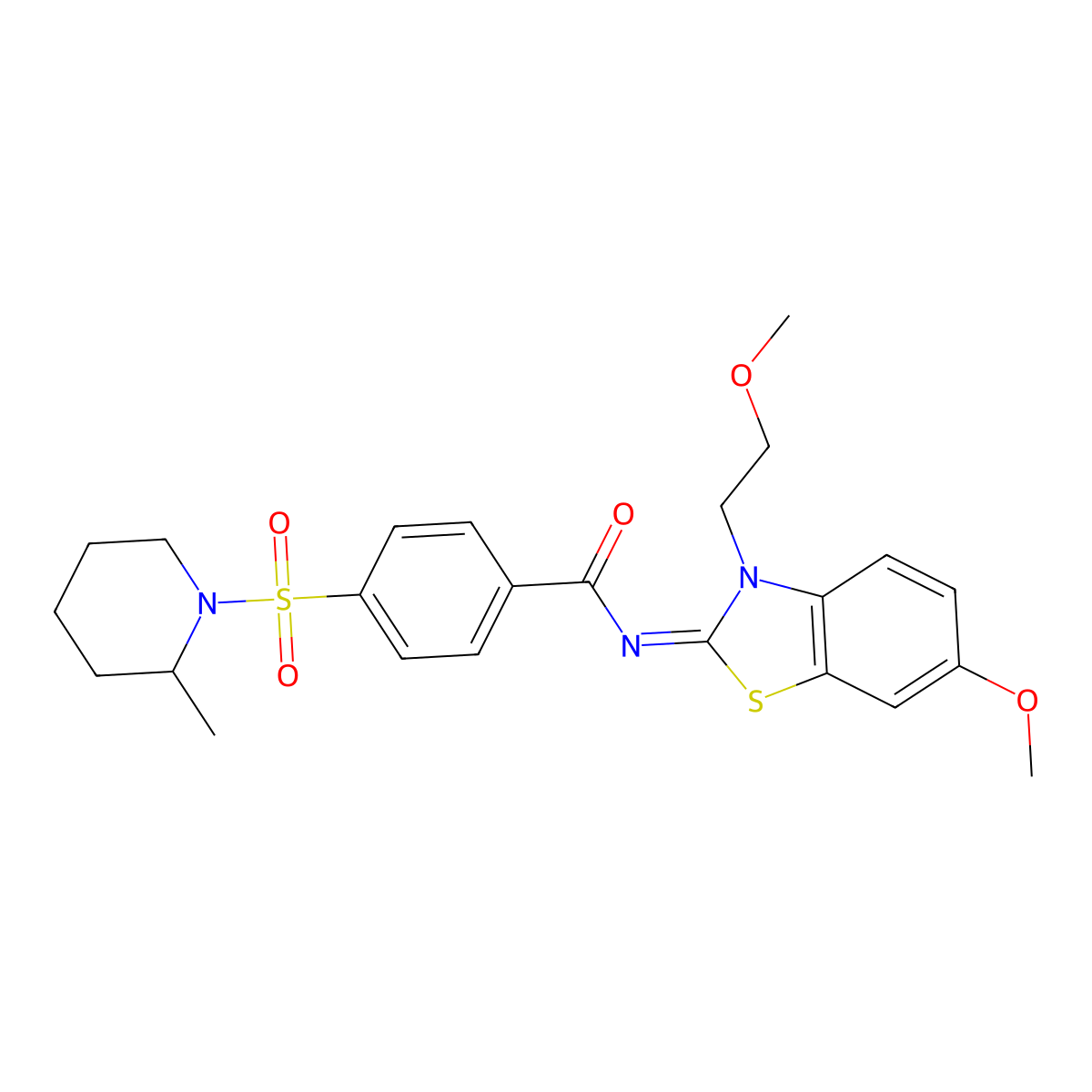 (Z)-N-(6-methoxy-3-(2-methoxyethyl)benzo[d]thiazol-2(3H)-ylidene)-4-((2-methylpiperidin-1-yl)sulfonyl)benzamide molecular structure, CAS 1006265-89-9