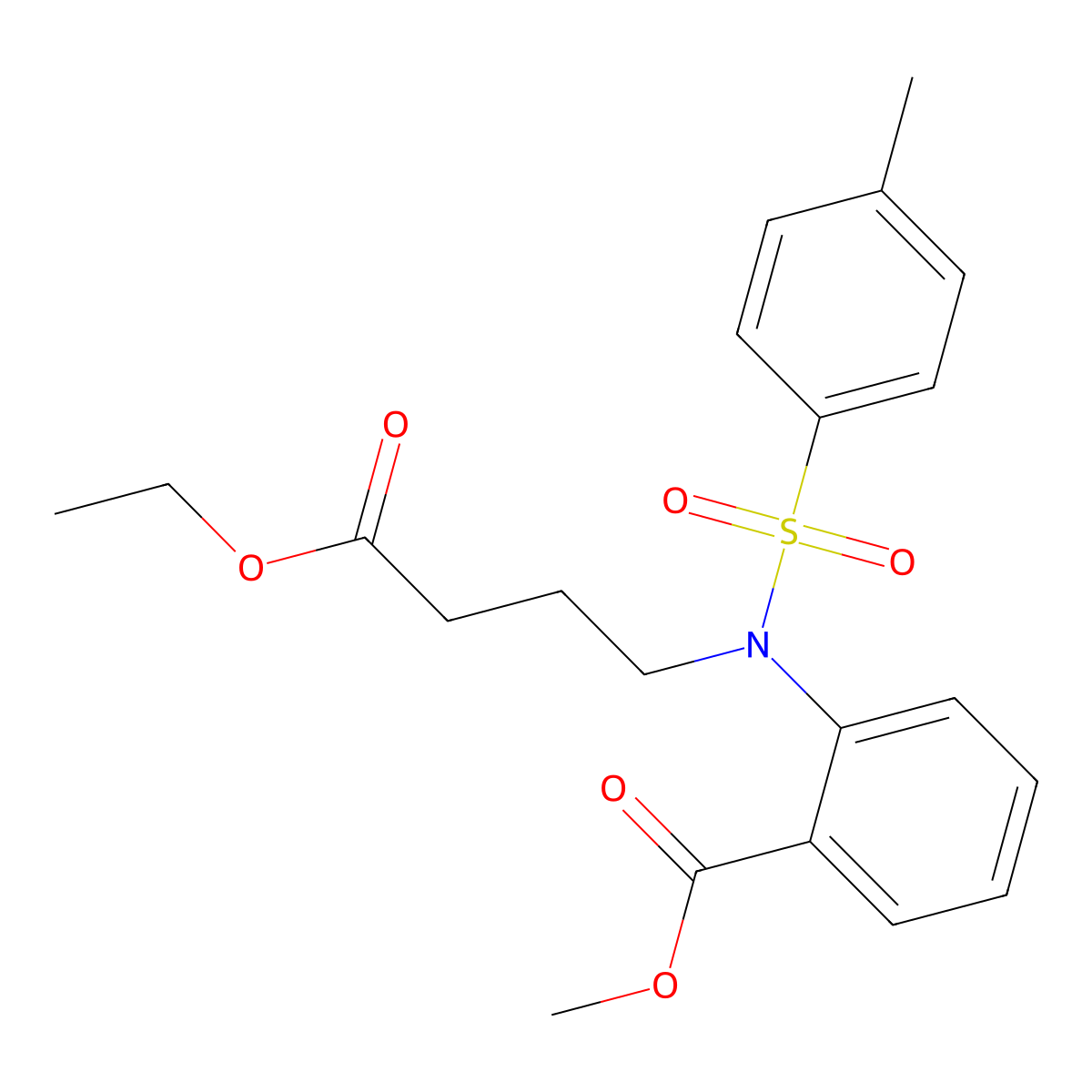 Methyl 2-(N-(4-ethoxy-4-oxobutyl)-4-methylphenylsulfonamido)benzoate molecular structure, CAS 100627-39-2