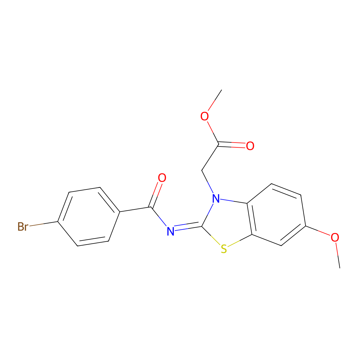 (Z)-methyl 2-(2-((4-bromobenzoyl)imino)-6-methoxybenzo[d]thiazol-3(2H)-yl)acetate molecular structure, CAS 1006291-28-6