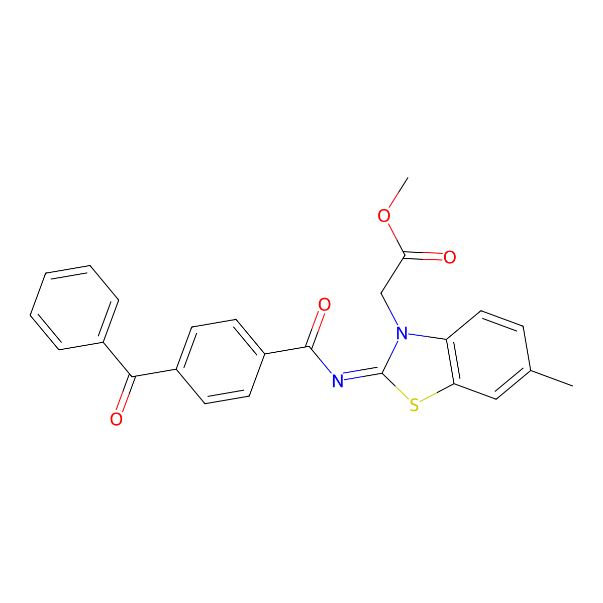 (Z)-methyl 2-(2-((4-benzoylbenzoyl)imino)-6-methylbenzo[d]thiazol-3(2H)-yl)acetate molecular structure, CAS 1006293-30-6