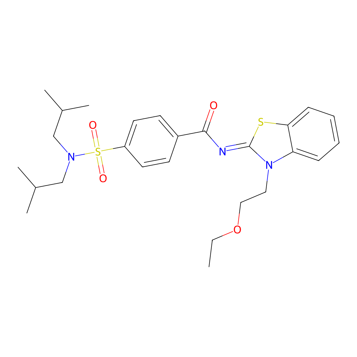 (Z)-4-(N,N-diisobutylsulfamoyl)-N-(3-(2-ethoxyethyl)benzo[d]thiazol-2(3H)-ylidene)benzamide molecular structure, CAS 1006303-82-7