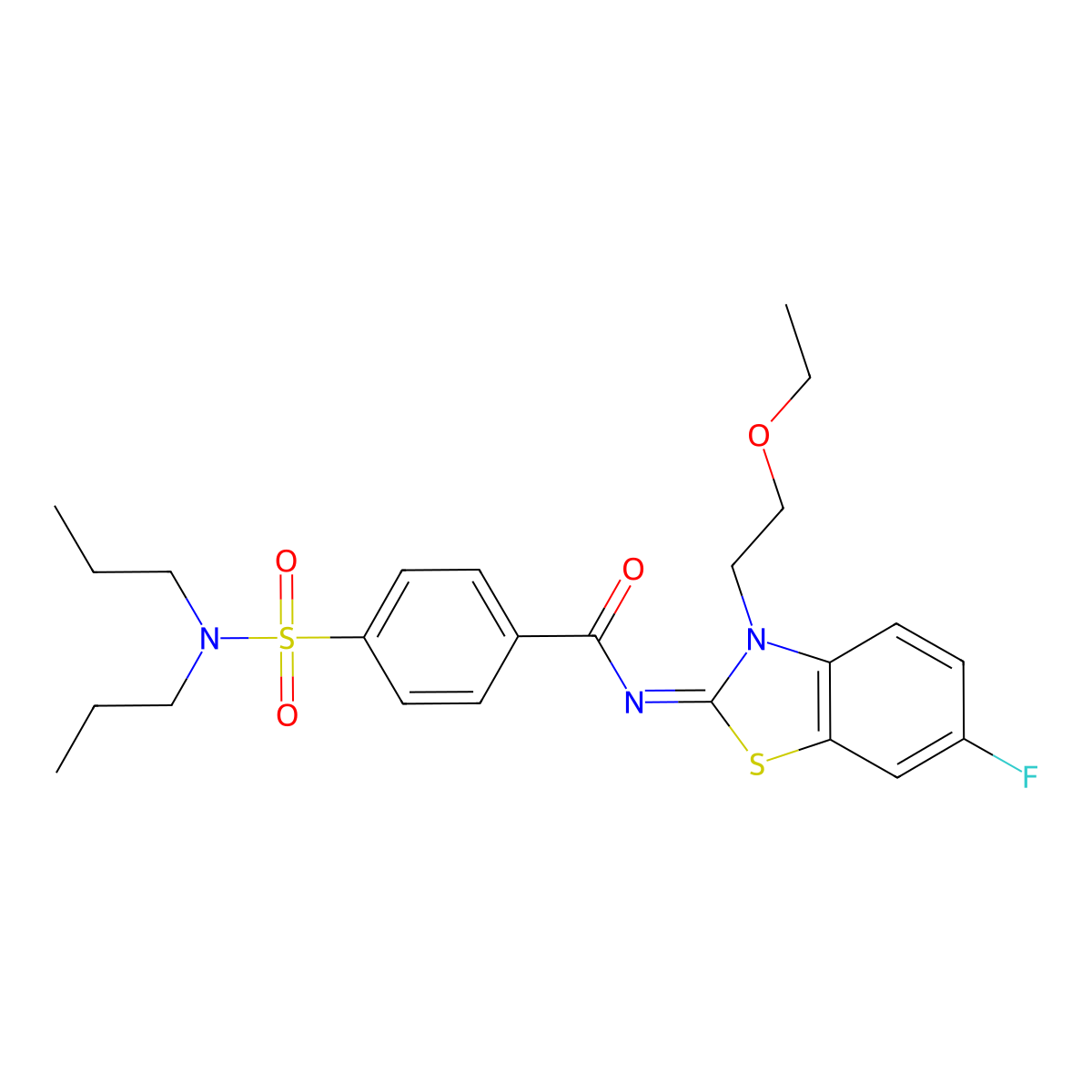 (Z)-4-(N,N-dipropylsulfamoyl)-N-(3-(2-ethoxyethyl)-6-fluorobenzo[d]thiazol-2(3H)-ylidene)benzamide molecular structure, CAS 1006304-99-9