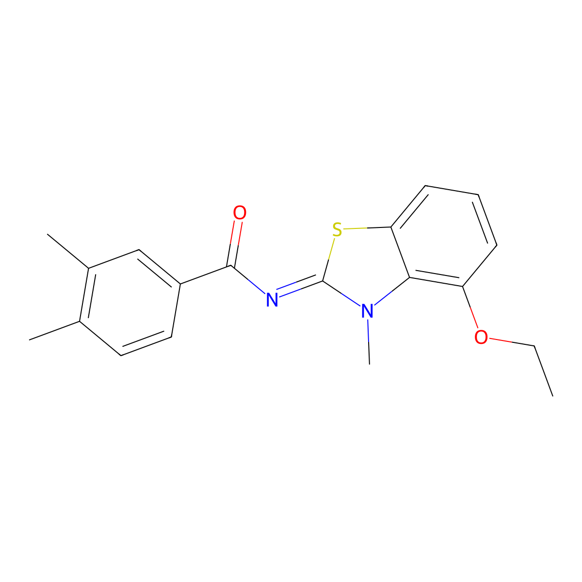 N-(4-ethoxy-3-methyl-1,3-benzothiazol-2-ylidene)-3,4-dimethylbenzamide molecular structure, CAS 1006309-48-3