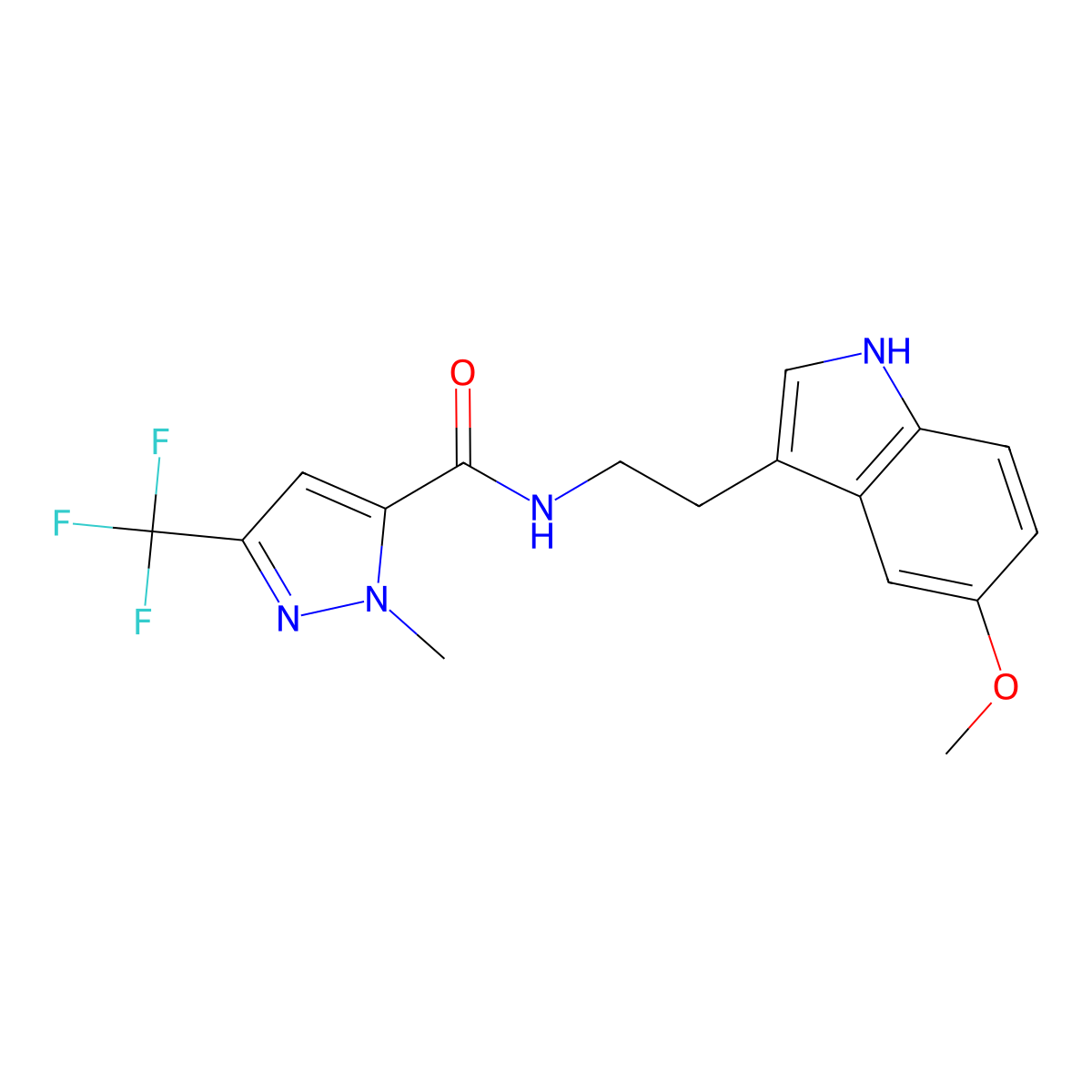 N-[2-(5-methoxy-1H-indol-3-yl)ethyl]-1-methyl-3-(trifluoromethyl)-1H-pyrazole-5-carboxamide molecular structure, CAS 1006314-85-7