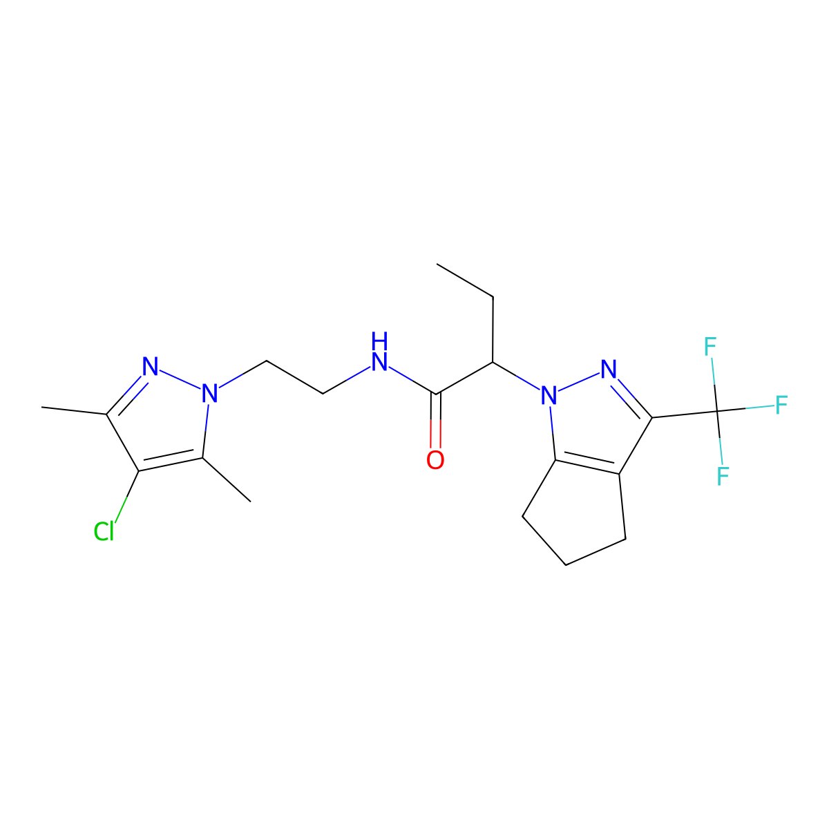 N-[2-(4-chloro-3,5-dimethyl-1H-pyrazol-1-yl)ethyl]-2-[3-(trifluoromethyl)-5,6-dihydrocyclopenta[c]pyrazol-1(4H)-yl]butanamide molecular structure, CAS 1006315-23-6
