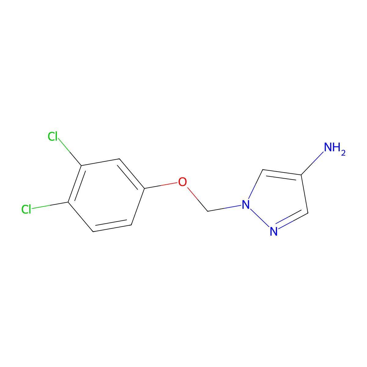 1-[(3,4-dichlorophenoxy)methyl]-1H-pyrazol-4-amine molecular structure, CAS 1006315-93-0