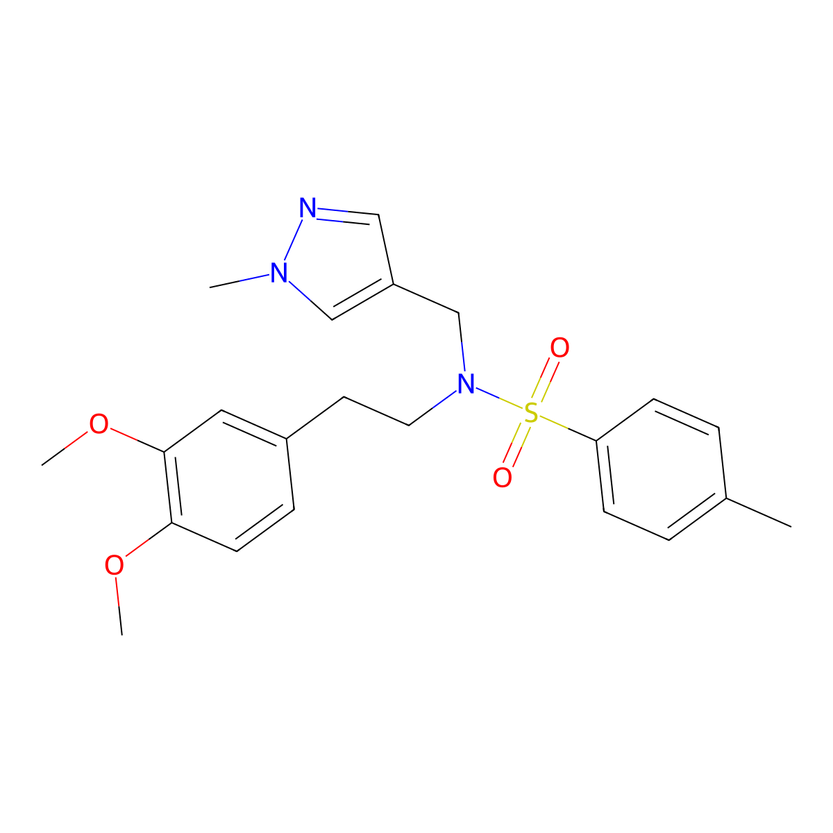 N-[2-(3,4-dimethoxyphenyl)ethyl]-4-methyl-N-[(1-methyl-1H-pyrazol-4-yl)methyl]benzenesulfonamide molecular structure, CAS 1006316-98-8
