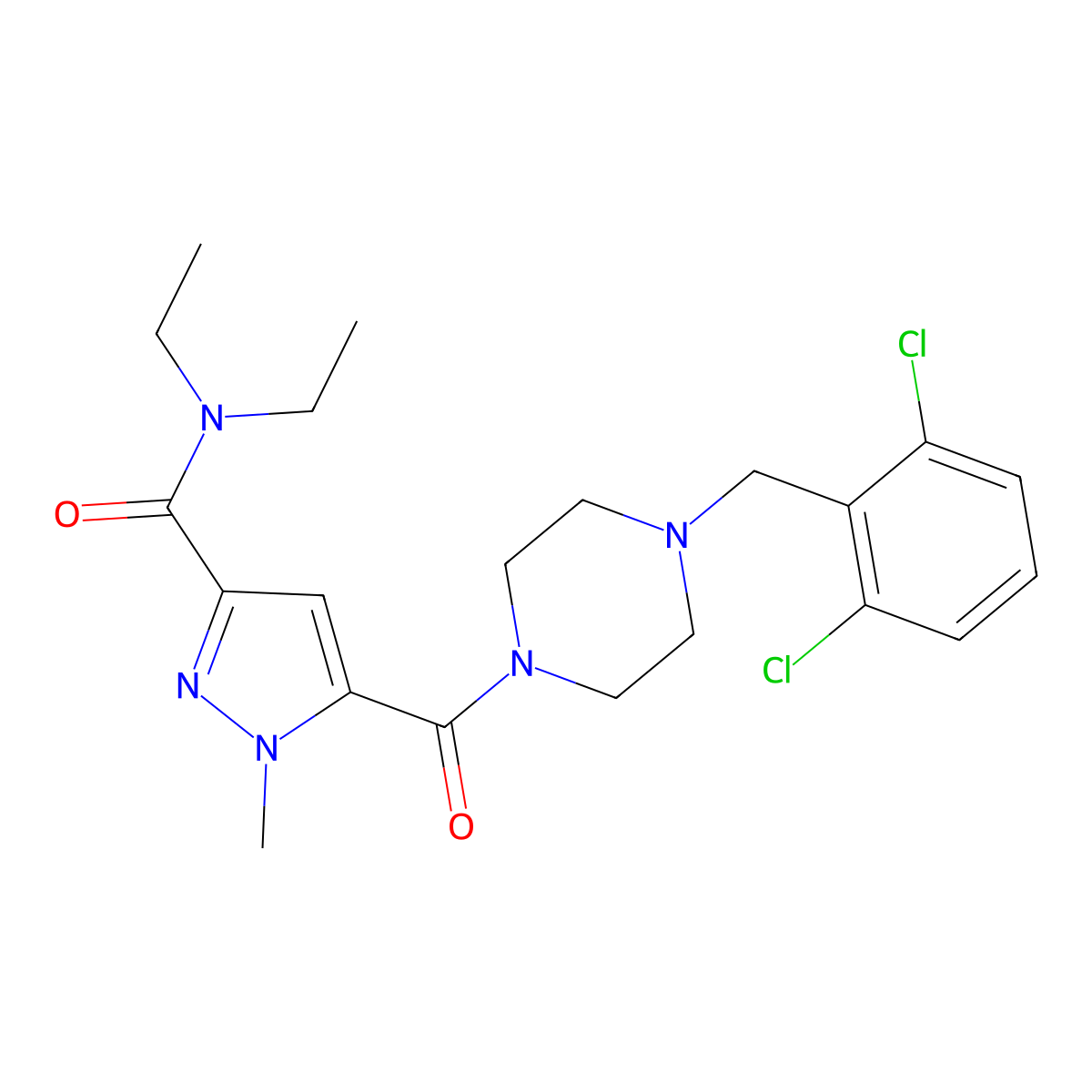 5-{[4-(2,6-dichlorobenzyl)piperazin-1-yl]carbonyl}-N,N-diethyl-1-methyl-1H-pyrazole-3-carboxamide molecular structure, CAS 1006317-60-7