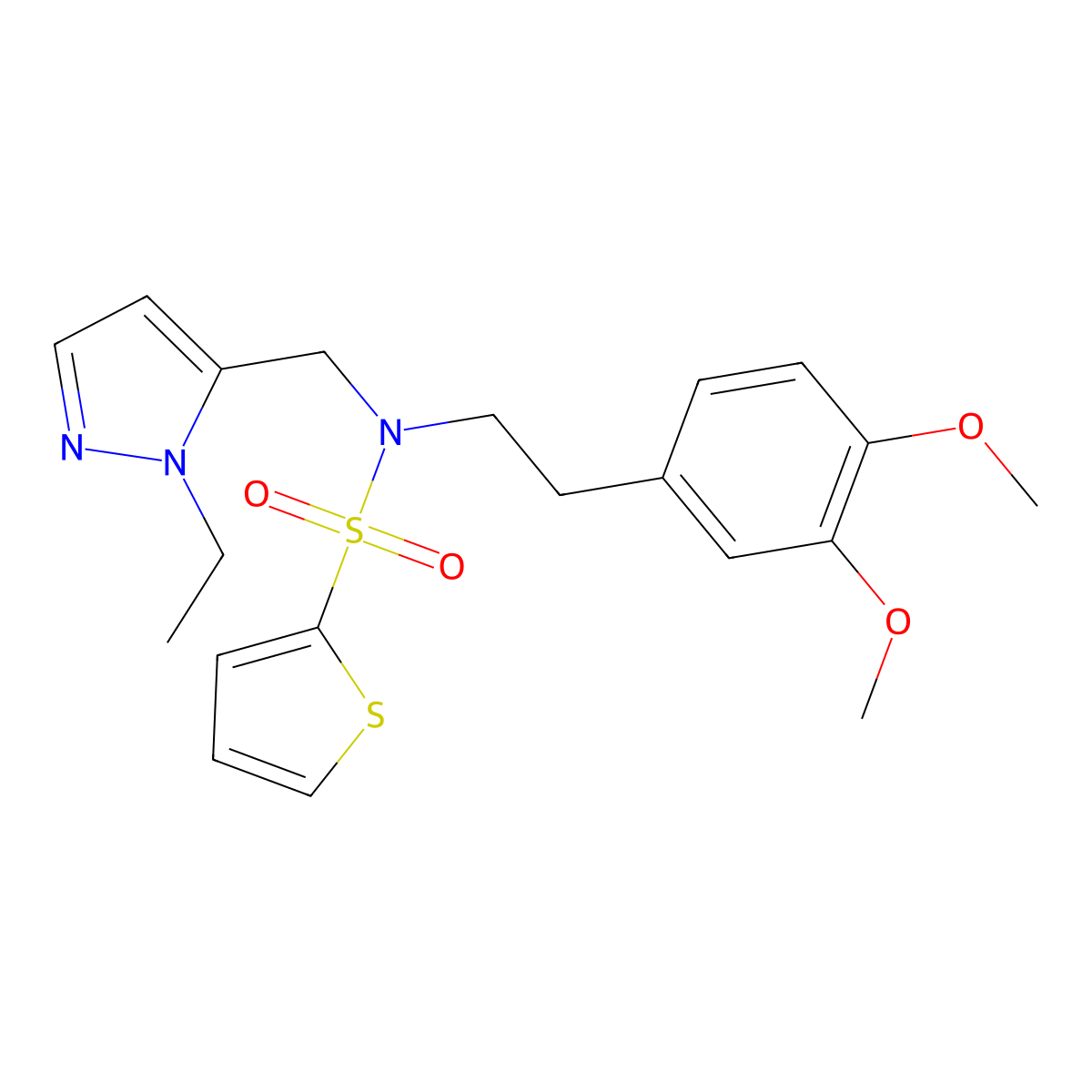 N-[2-(3,4-dimethoxyphenyl)ethyl]-N-[(1-ethyl-1H-pyrazol-5-yl)methyl]thiophene-2-sulfonamide molecular structure, CAS 1006319-02-3