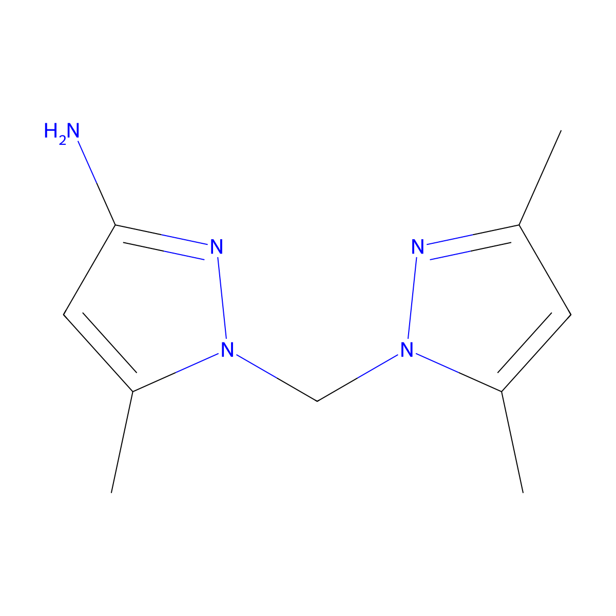 1-((3,5-Dimethyl-1H-pyrazol-1-yl)methyl)-5-methyl-1H-pyrazol-3-amine molecular structure, CAS 1006319-19-2