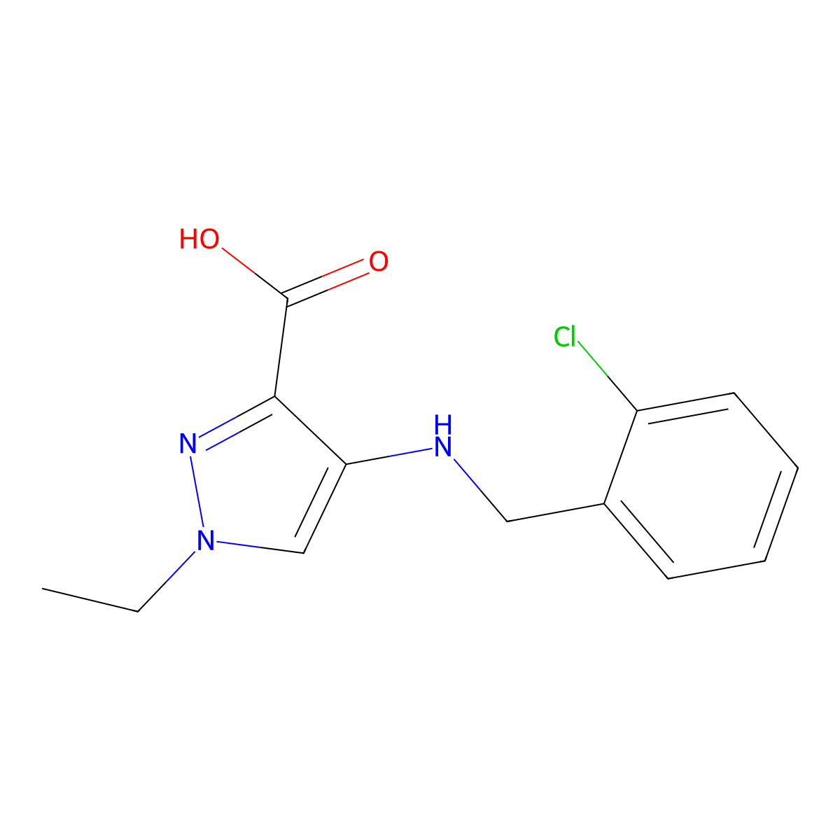 4-[(2-chlorobenzyl)amino]-1-ethyl-1H-pyrazole-3-carboxylic acid molecular structure, CAS 1006319-25-0