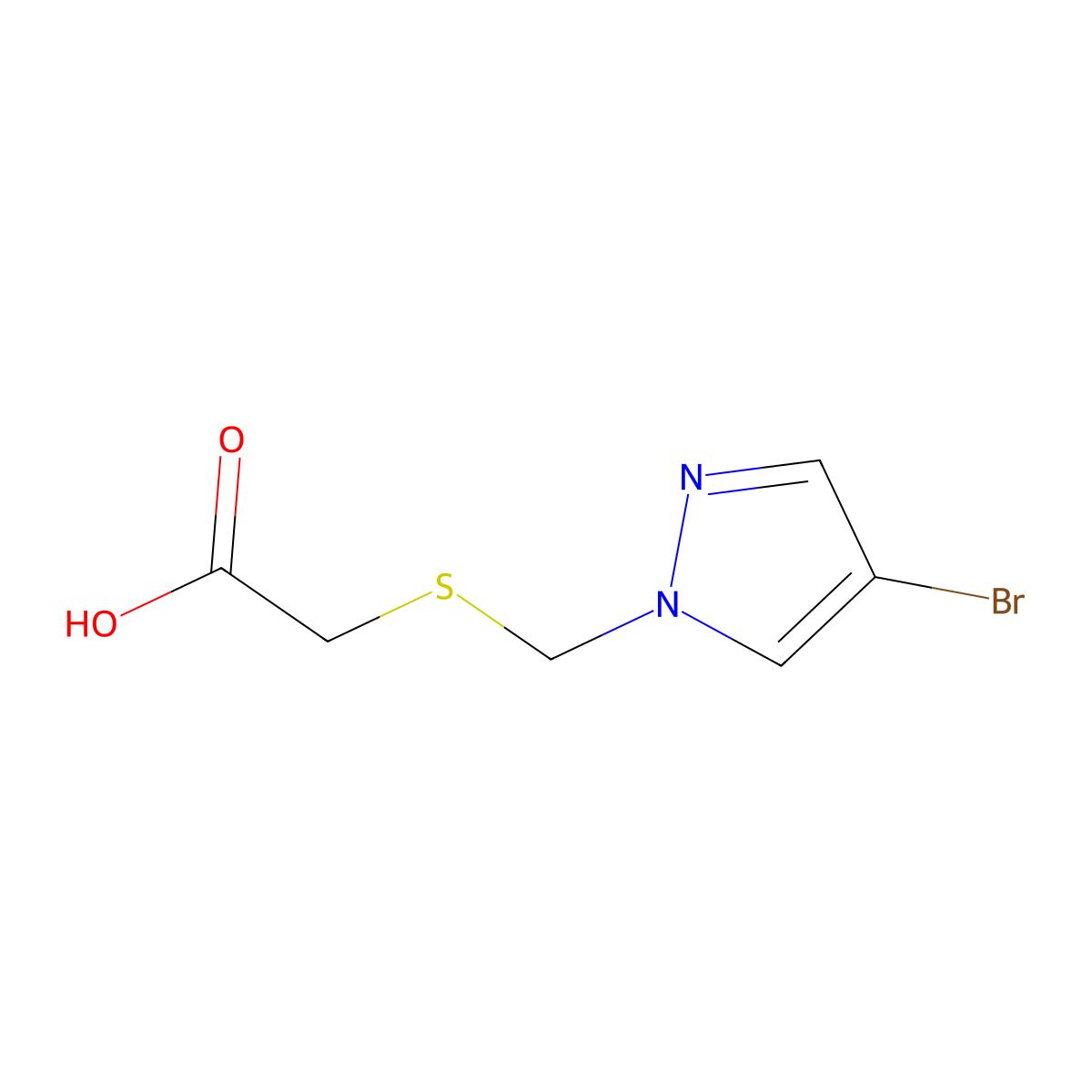 {[(4-Bromo-1H-pyrazol-1-YL)methyl]thio}acetic acid molecular structure, CAS 1006319-28-3