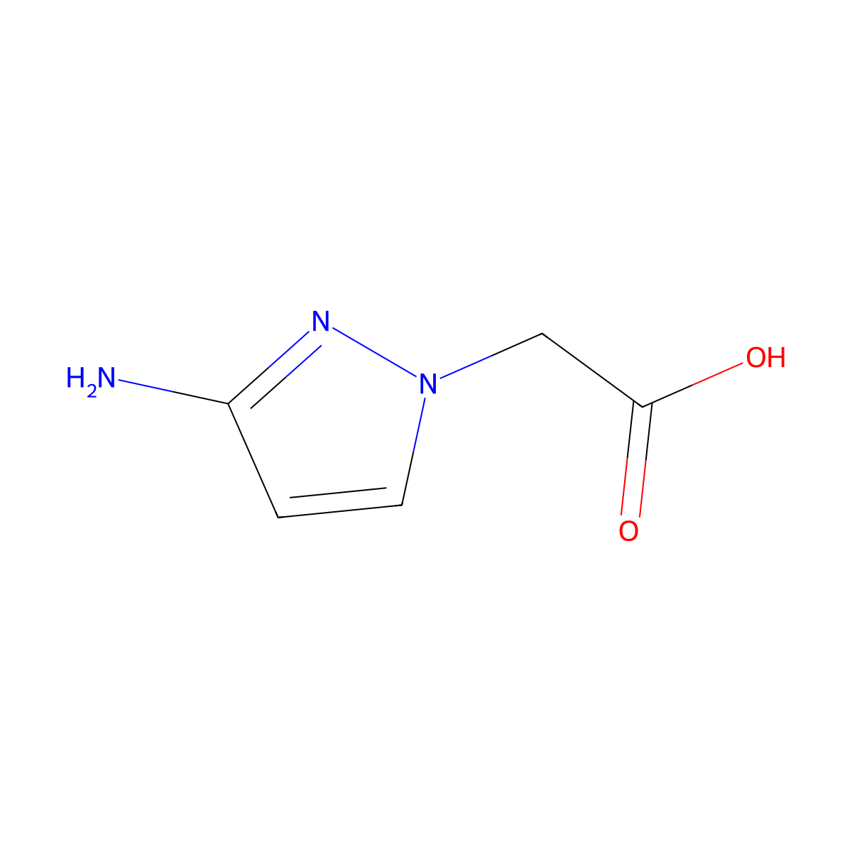 2-(3-Amino-1H-pyrazol-1-yl)acetic acid molecular structure, CAS 1006319-29-4