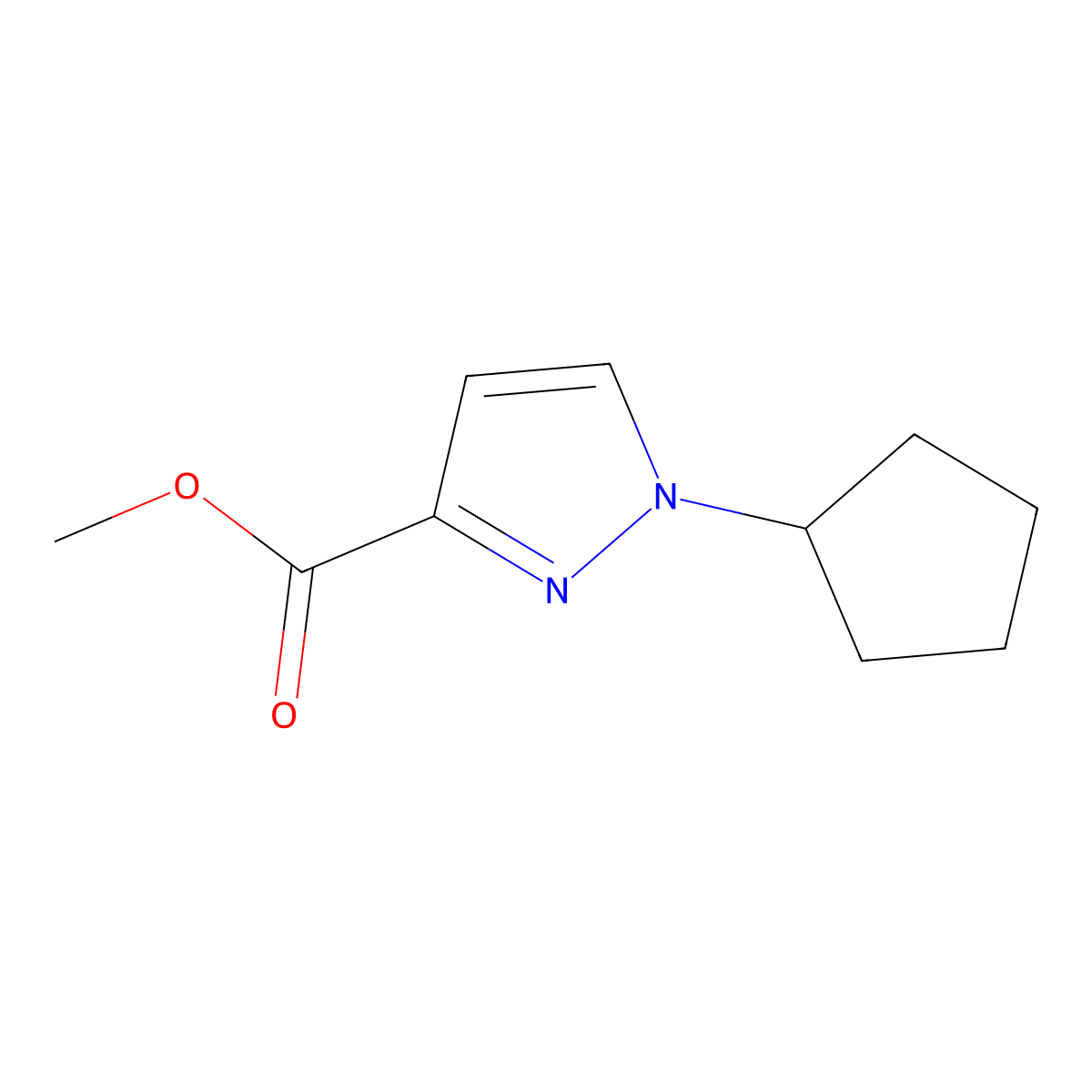 methyl 1-cyclopentyl-1H-pyrazole-3-carboxylate molecular structure, CAS 1006319-34-1
