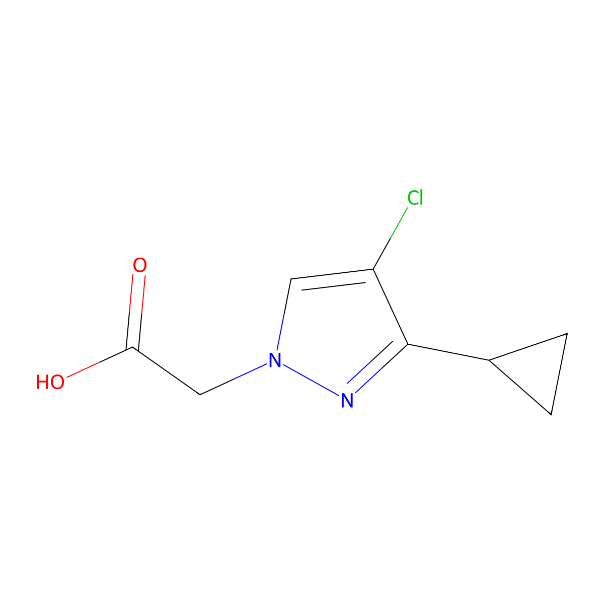 (4-chloro-3-cyclopropyl-1H-pyrazol-1-yl)acetic acid molecular structure, CAS 1006319-36-3