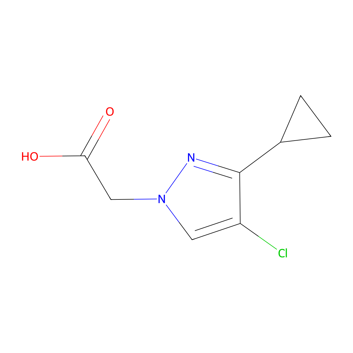 (4-chloro-3-cyclopropyl-1H-pyrazol-1-yl)acetic acid molecular structure, CAS 1006319-36-3