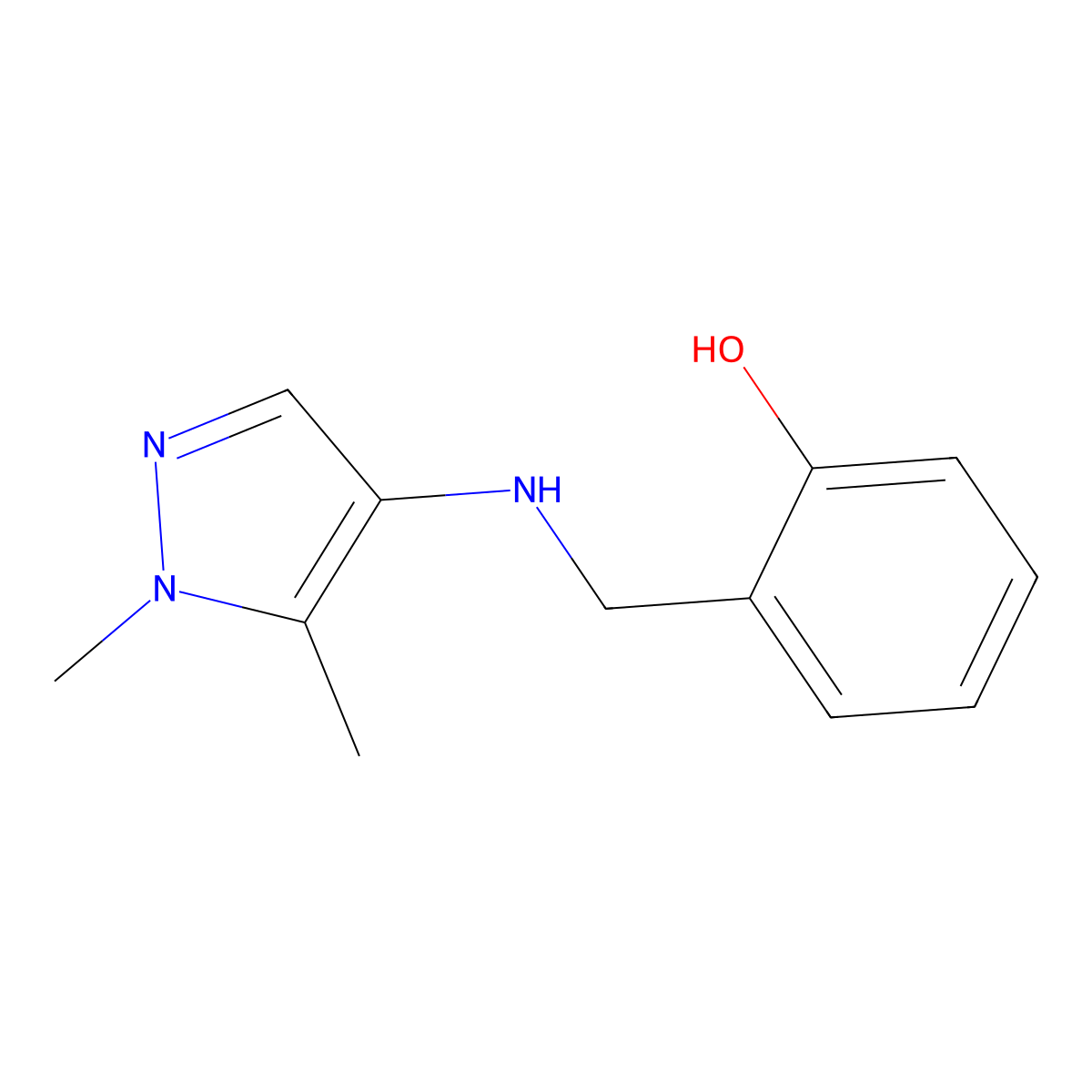 2-{[(1,5-dimethyl-1H-pyrazol-4-yl)amino]methyl}phenol molecular structure, CAS 1006319-39-6
