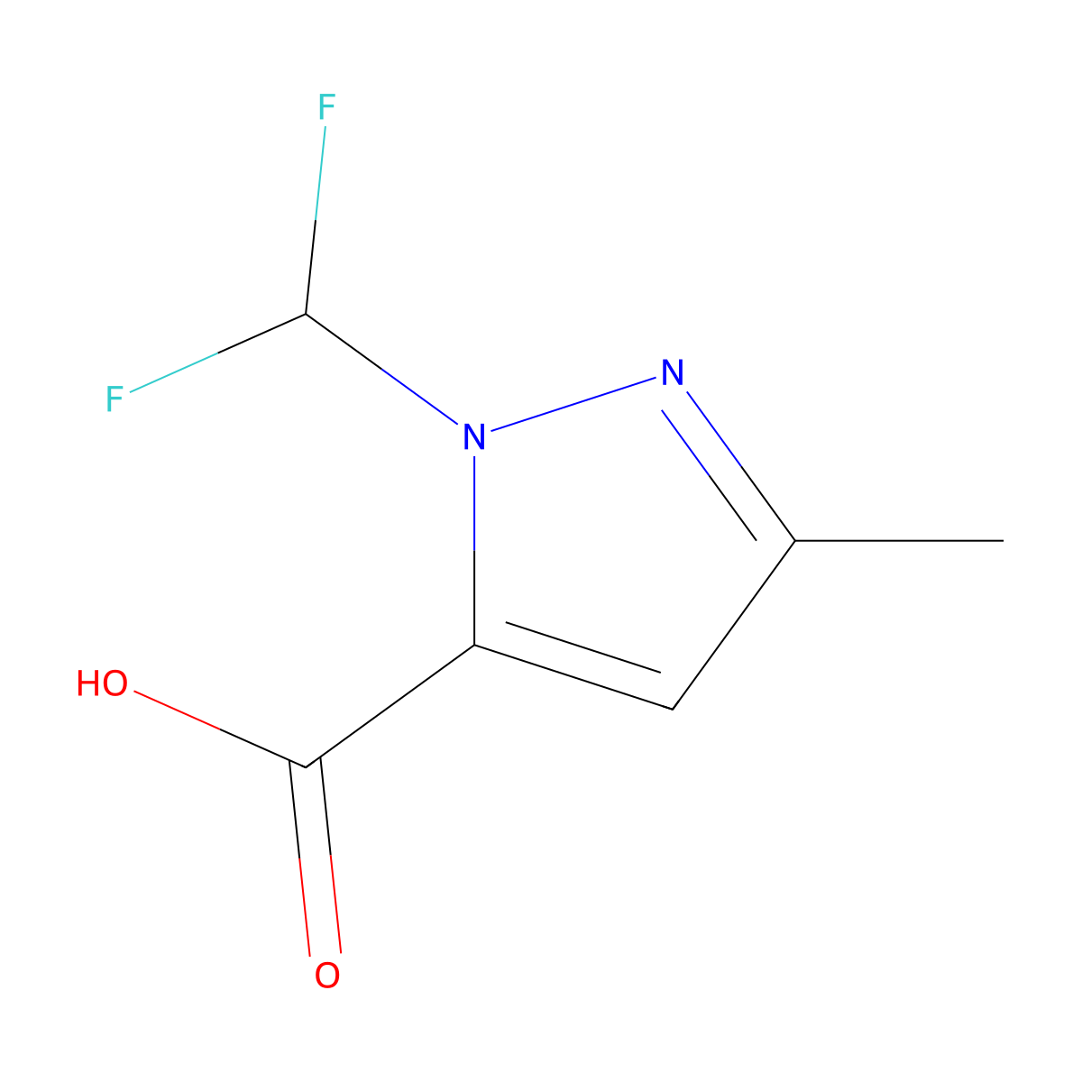 1-(difluoromethyl)-3-methyl-1H-pyrazole-5-carboxylic acid molecular structure, CAS 1006319-91-0