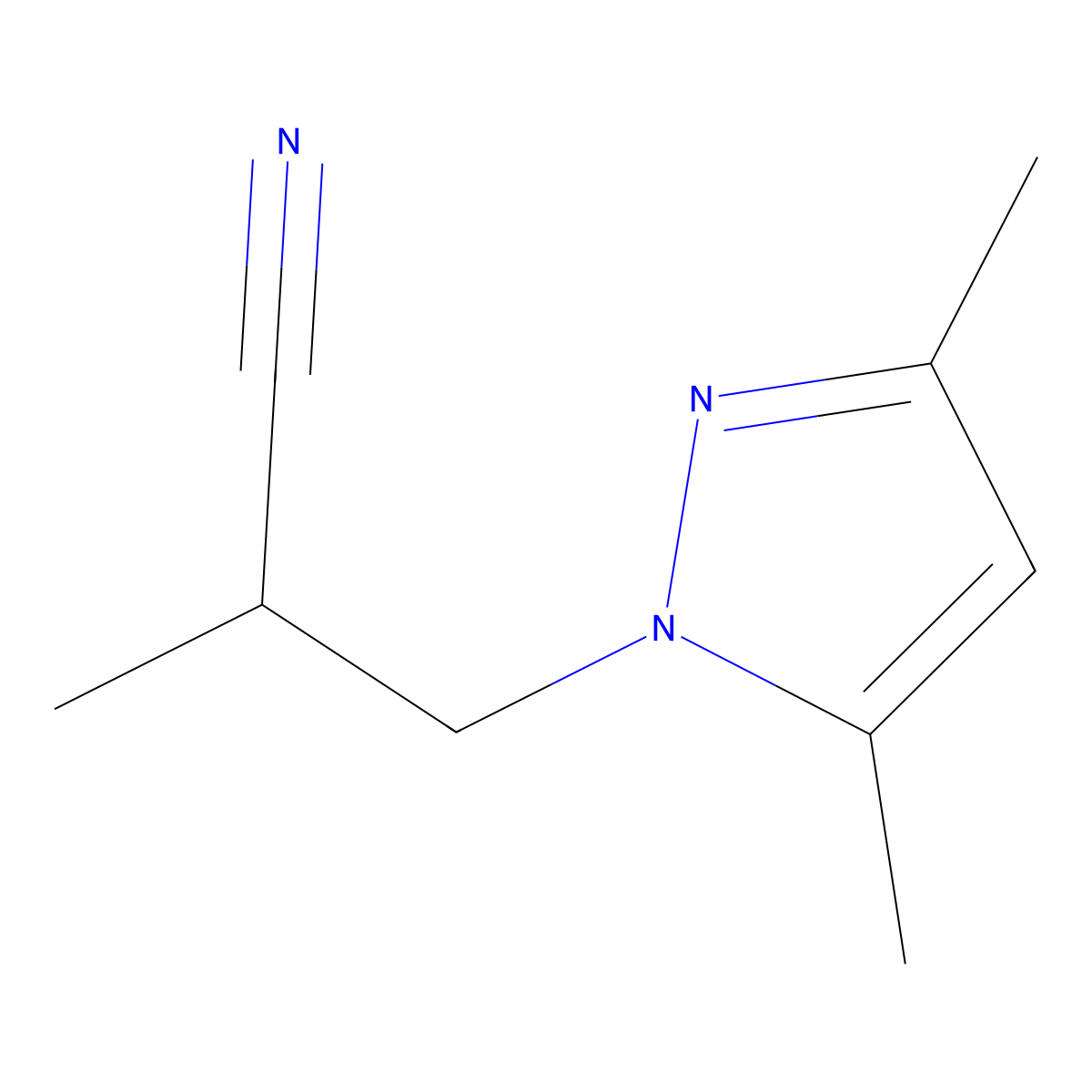 3-(3,5-dimethyl-1H-pyrazol-1-yl)-2-methylpropanenitrile molecular structure, CAS 1006319-92-1