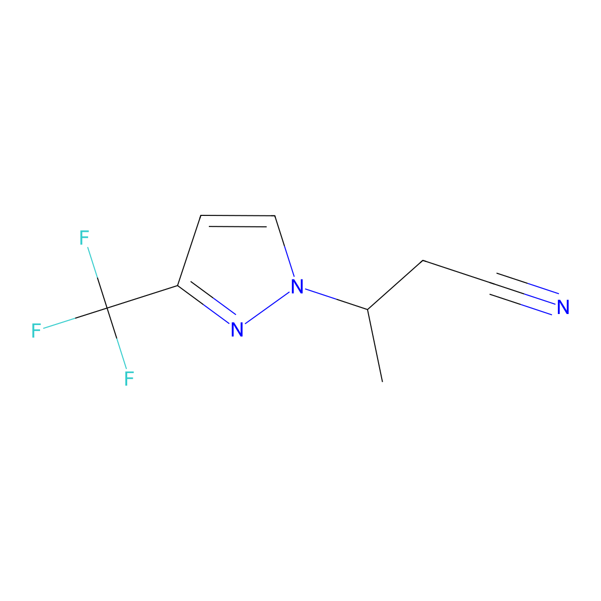 3-[3-(trifluoromethyl)-1H-pyrazol-1-yl]butanenitrile molecular structure, CAS 1006319-93-2