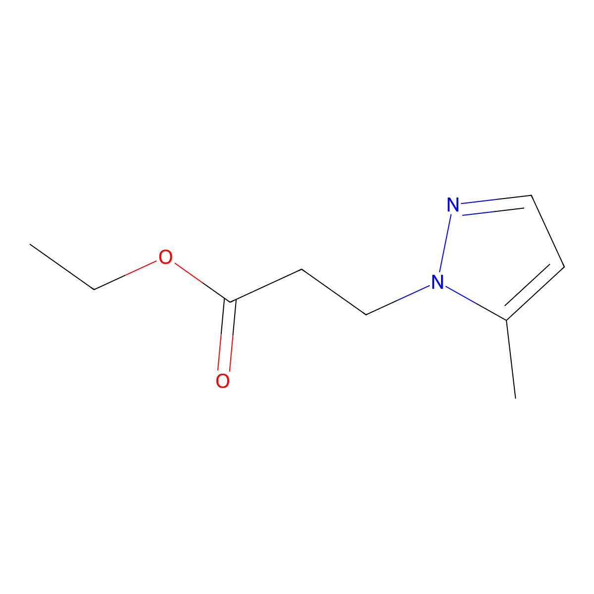 ethyl 3-(5-methyl-1H-pyrazol-1-yl)propanoate molecular structure, CAS 1006319-97-6