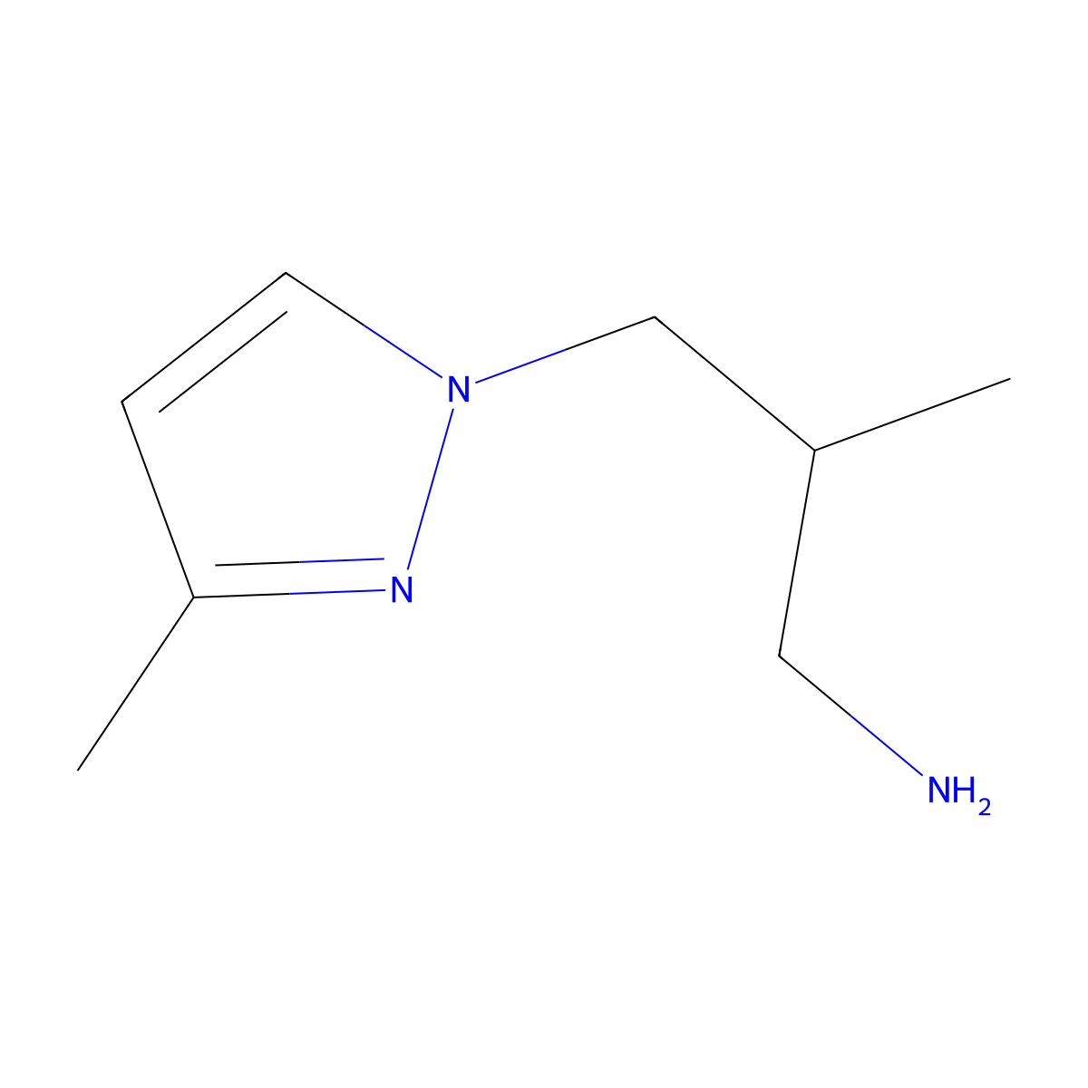 2-methyl-3-(3-methyl-1H-pyrazol-1-yl)propan-1-amine molecular structure, CAS 1006319-98-7