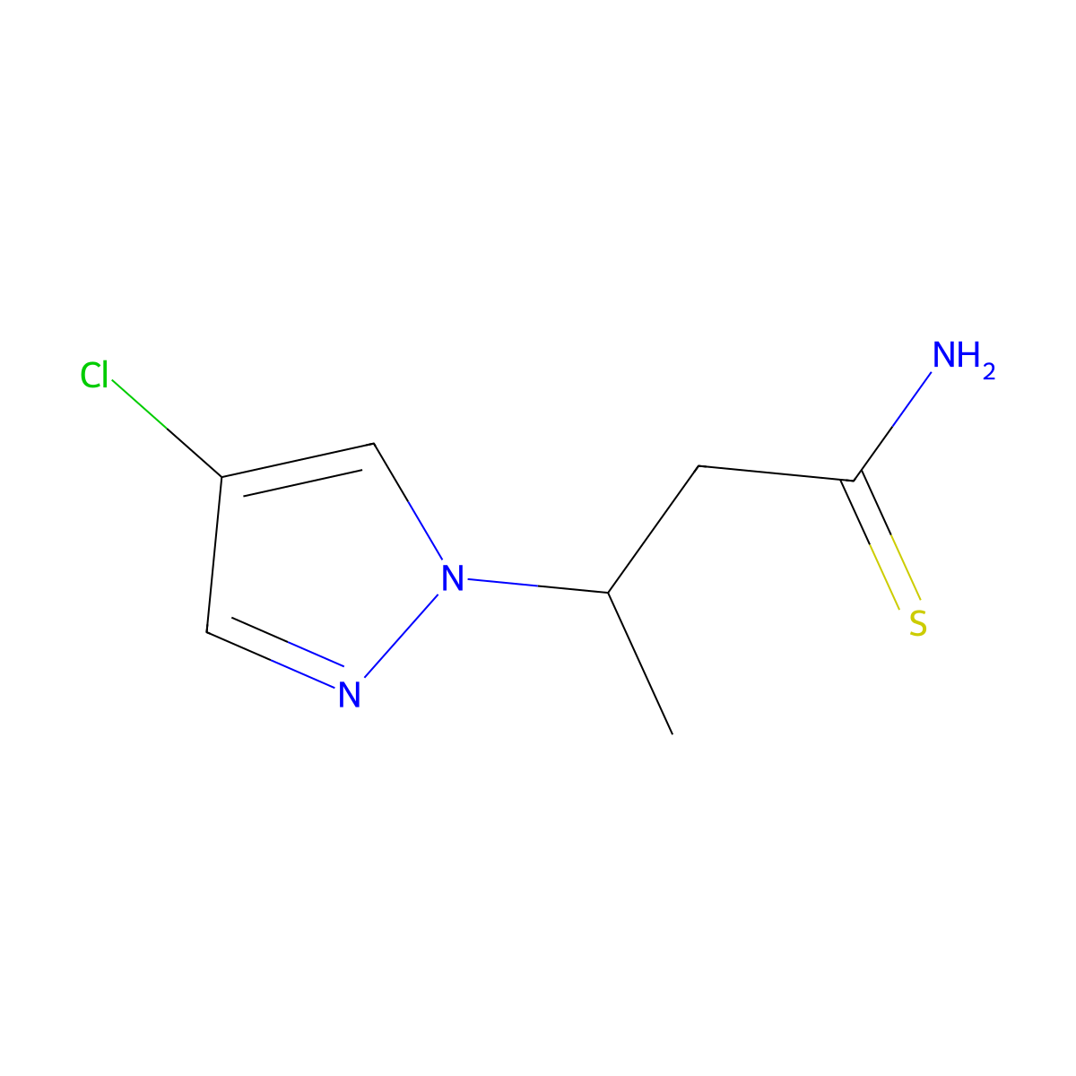 3-(4-chloro-1H-pyrazol-1-yl)butanethioamide molecular structure, CAS 1006320-01-9