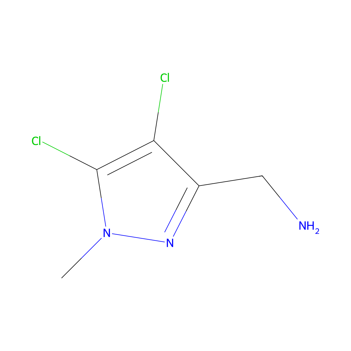 (4,5-Dichloro-1-methyl-1H-pyrazol-3-YL)methylamine molecular structure, CAS 1006320-03-1